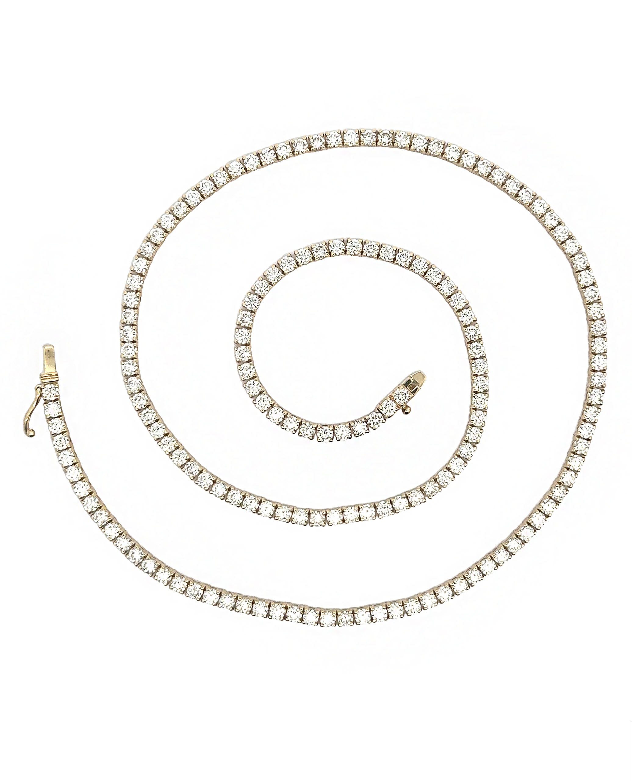 14K Yellow Gold 12.65 Carat Diamond Tennis Necklace