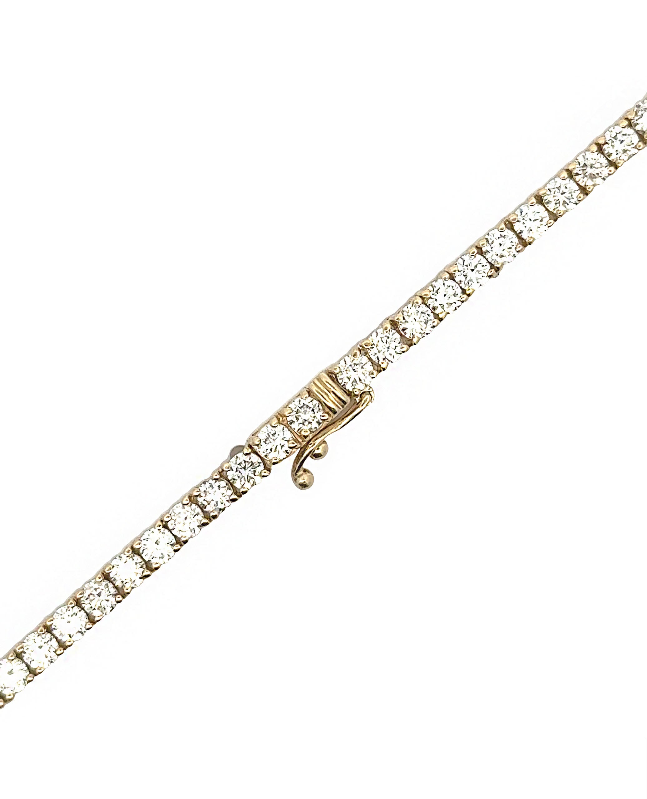 14K Yellow Gold 12.65 Carat Diamond Tennis Necklace