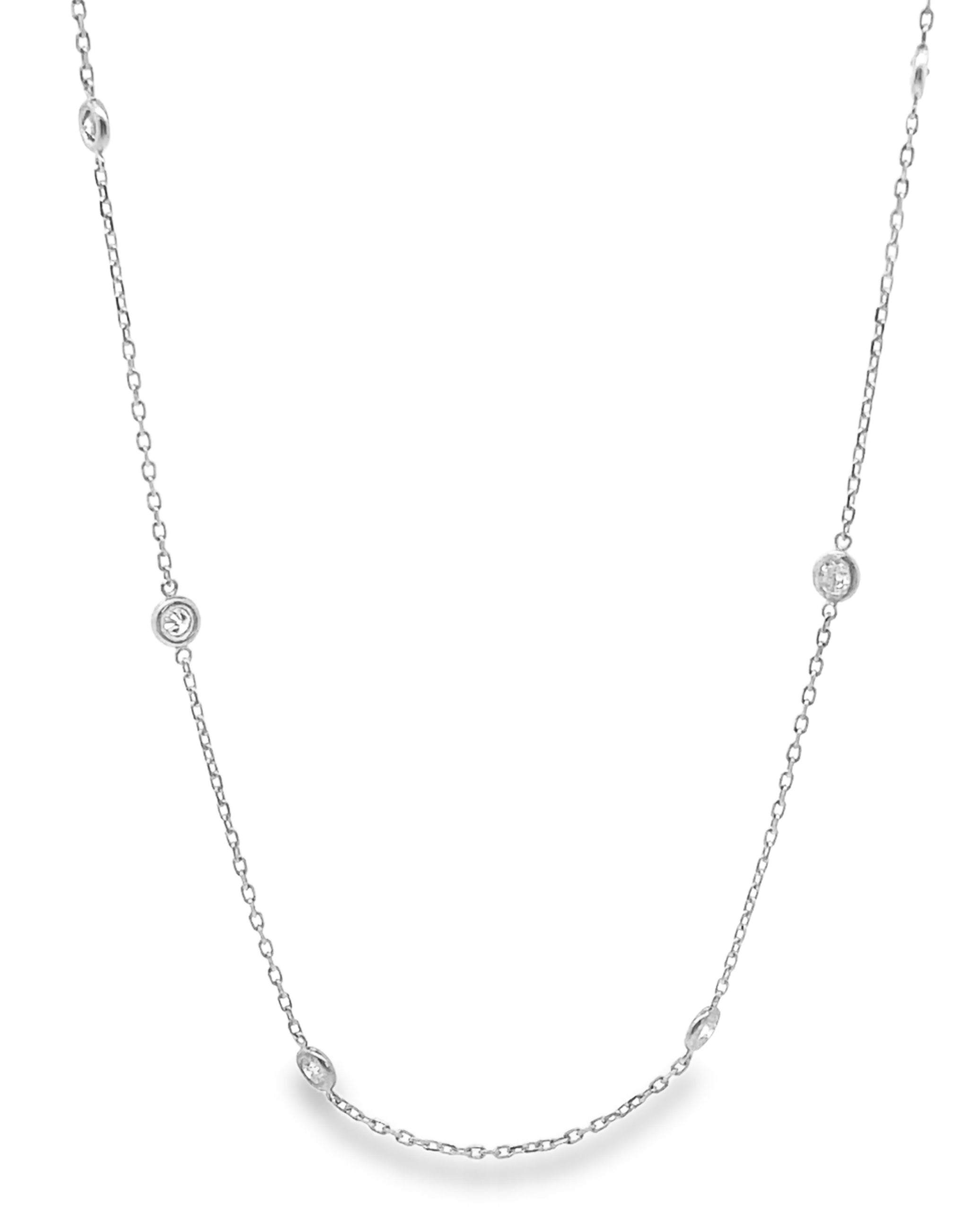 14K White Gold 0.83 Carat Diamonds By The Yard Necklace