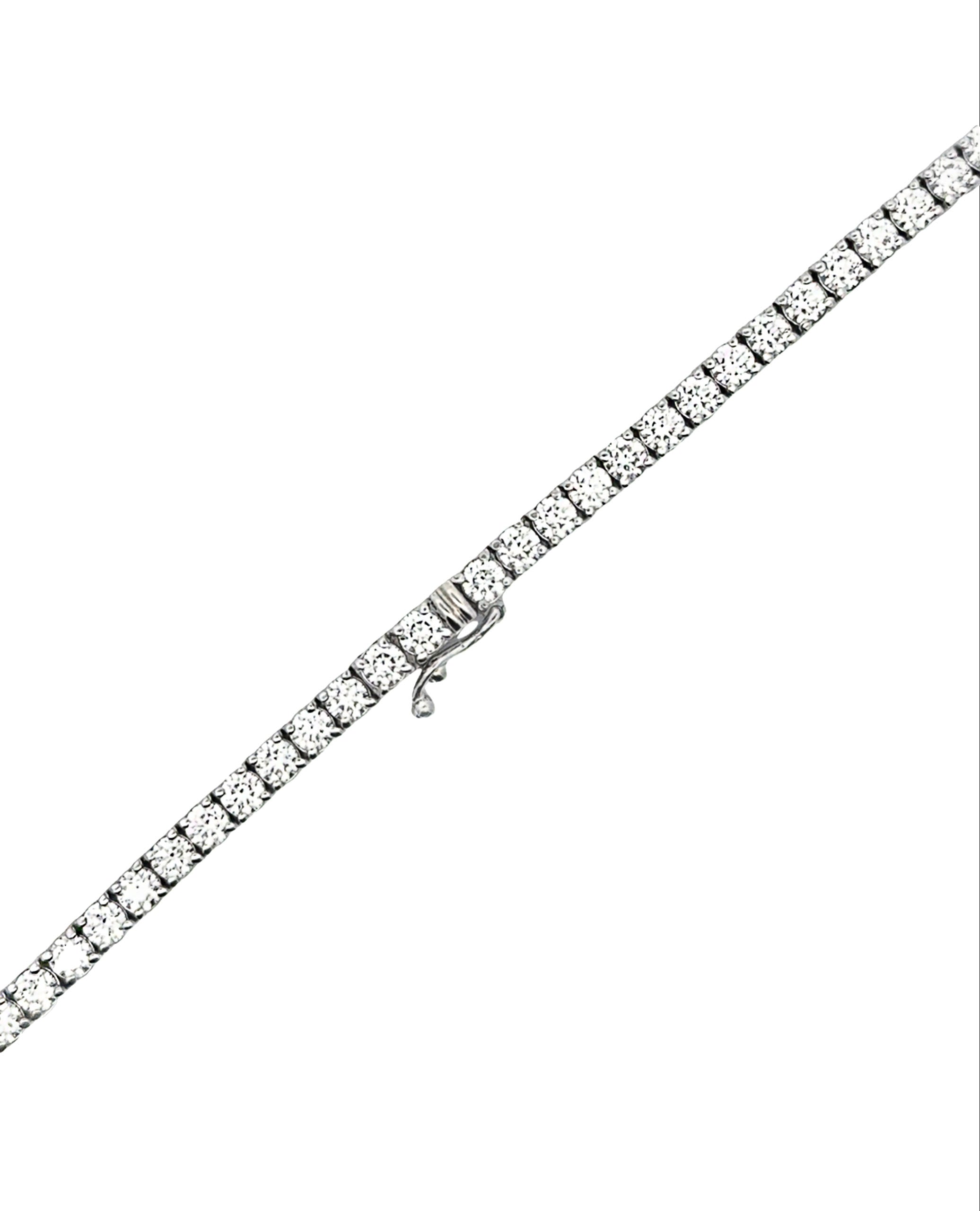 14K White Gold 14.51 Carat Diamond Tennis Necklace