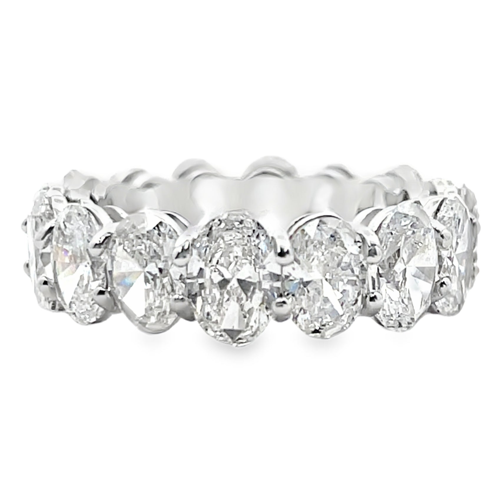 18K White Gold Eternity Band with 6.63 Carats Oval Diamonds