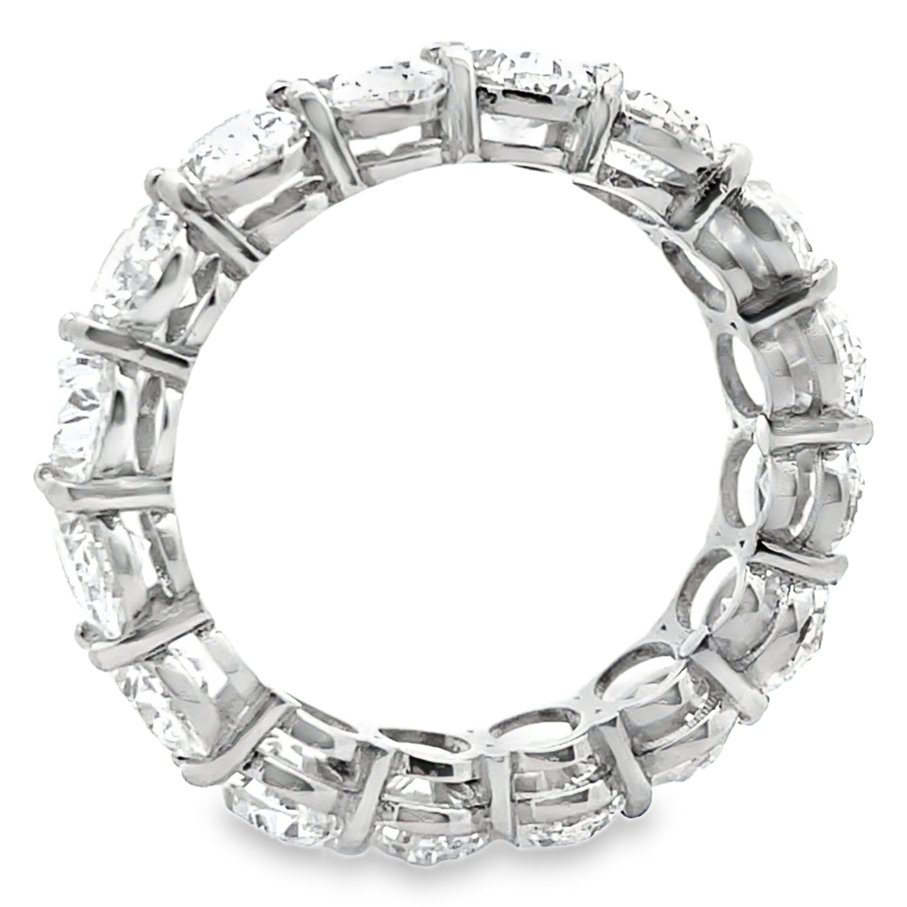 18K White Gold Eternity Band with 6.63 Carats Oval Diamonds