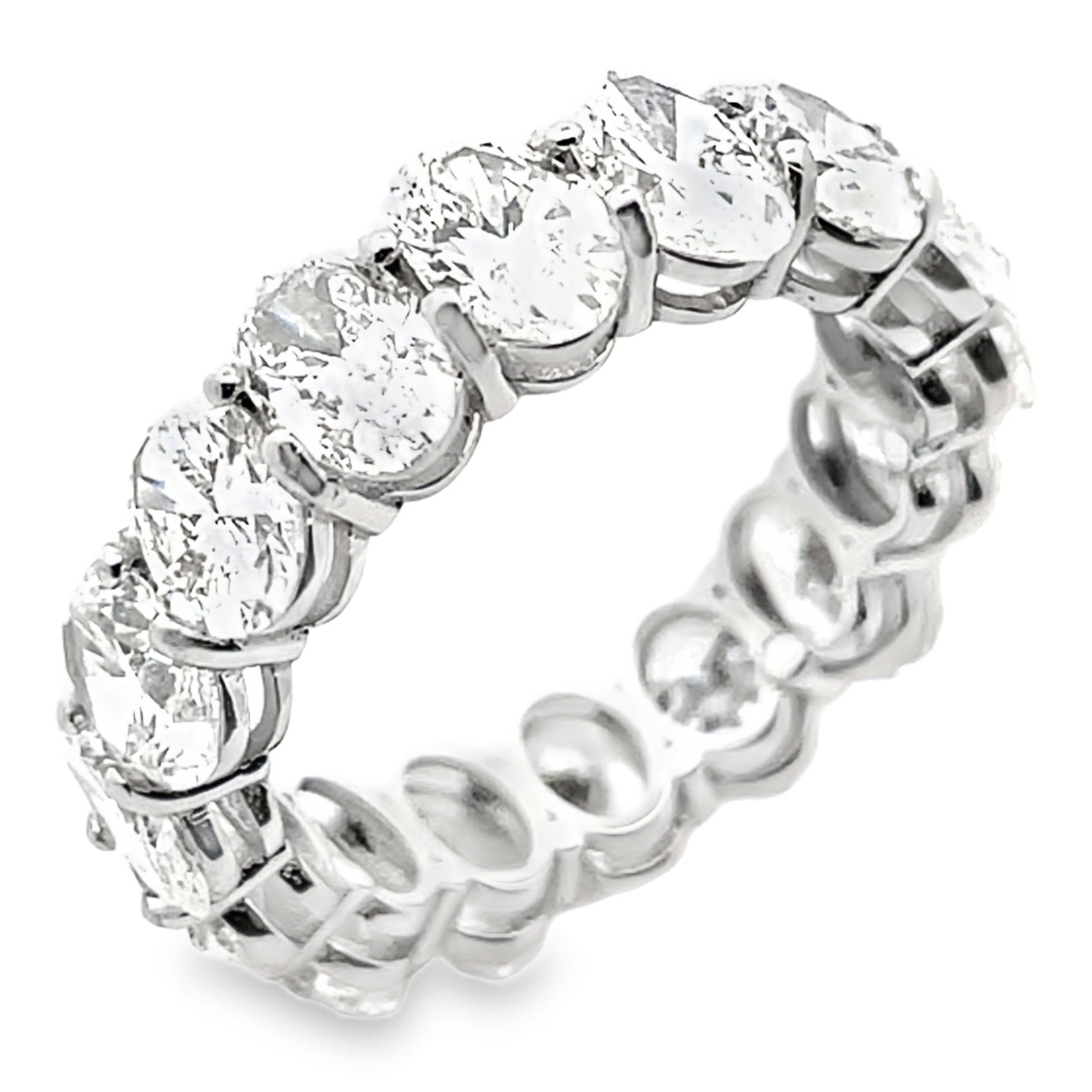 18K White Gold Eternity Band with 6.63 Carats Oval Diamonds
