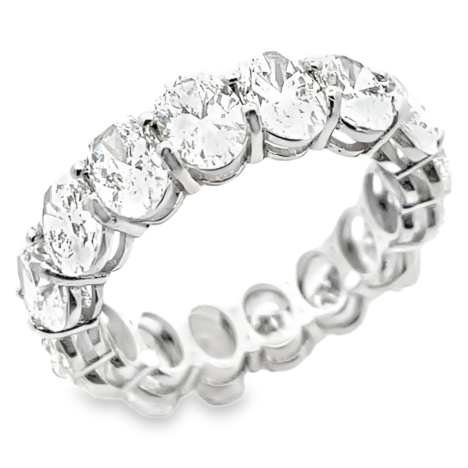 18K White Gold Eternity Band with 6.63 Carats Oval Diamonds