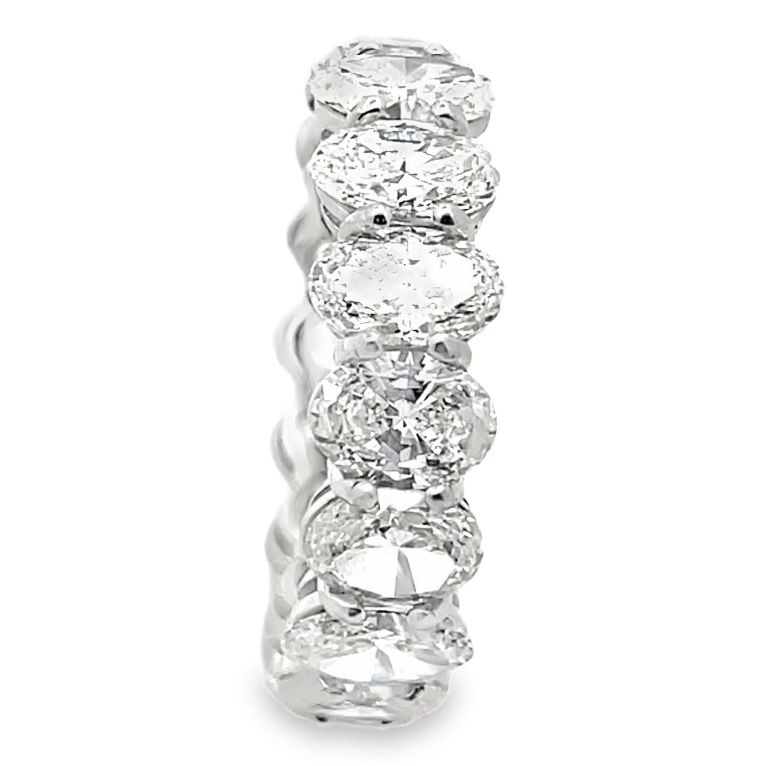 18K White Gold Eternity Band with 6.63 Carats Oval Diamonds