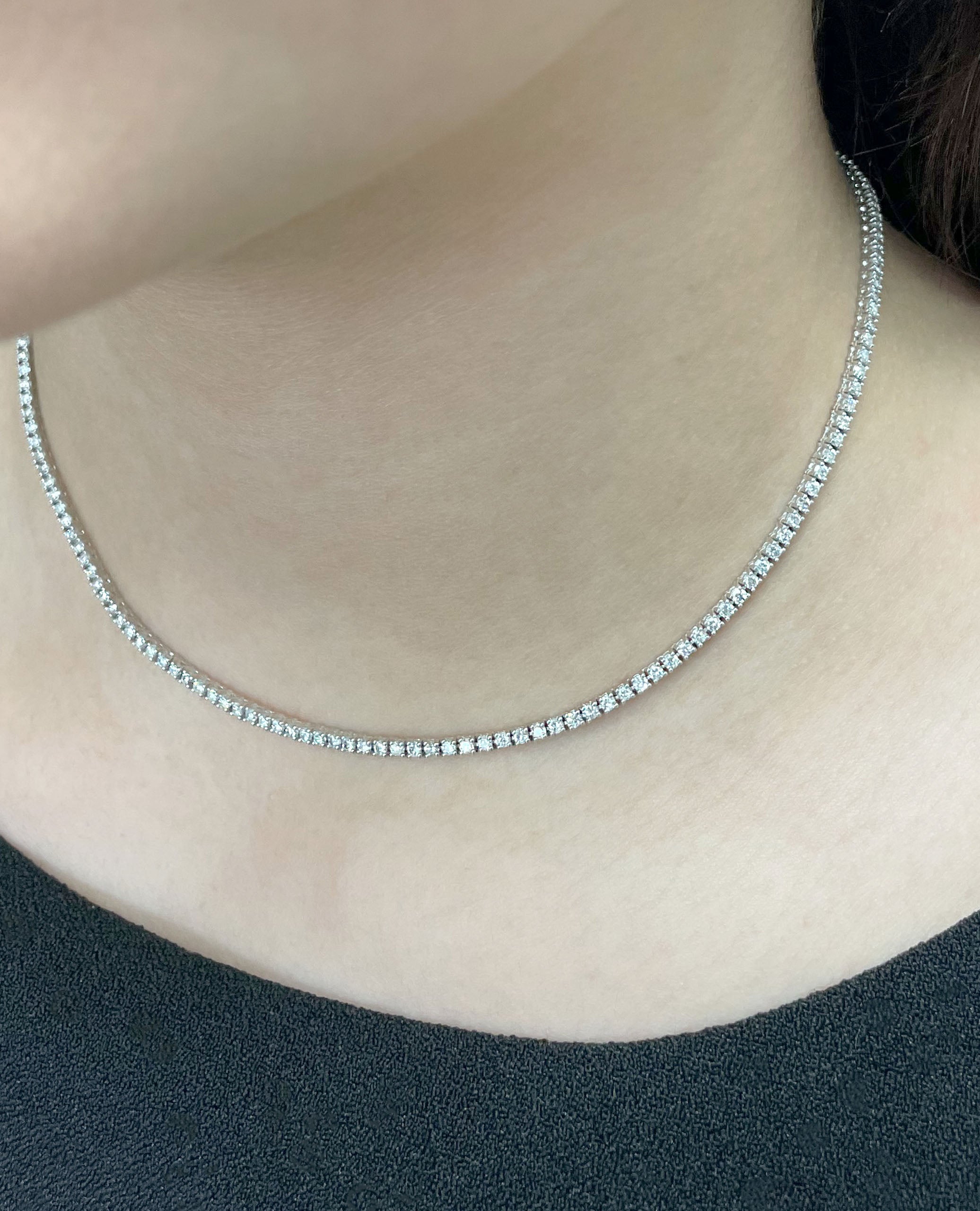14K White Gold 15 inch Tennis Necklace