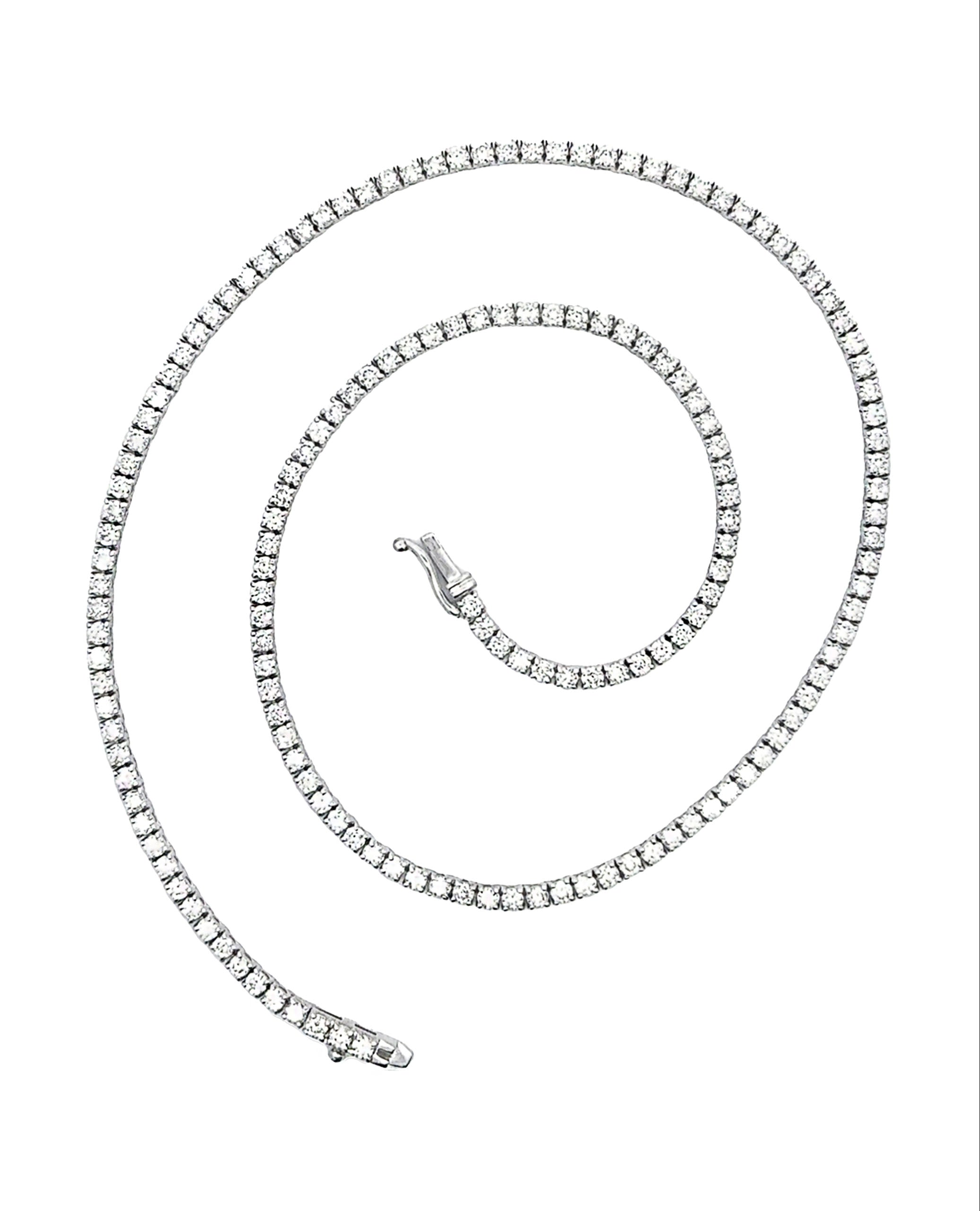 14K White Gold 16 inch Diamond Tennis Necklace