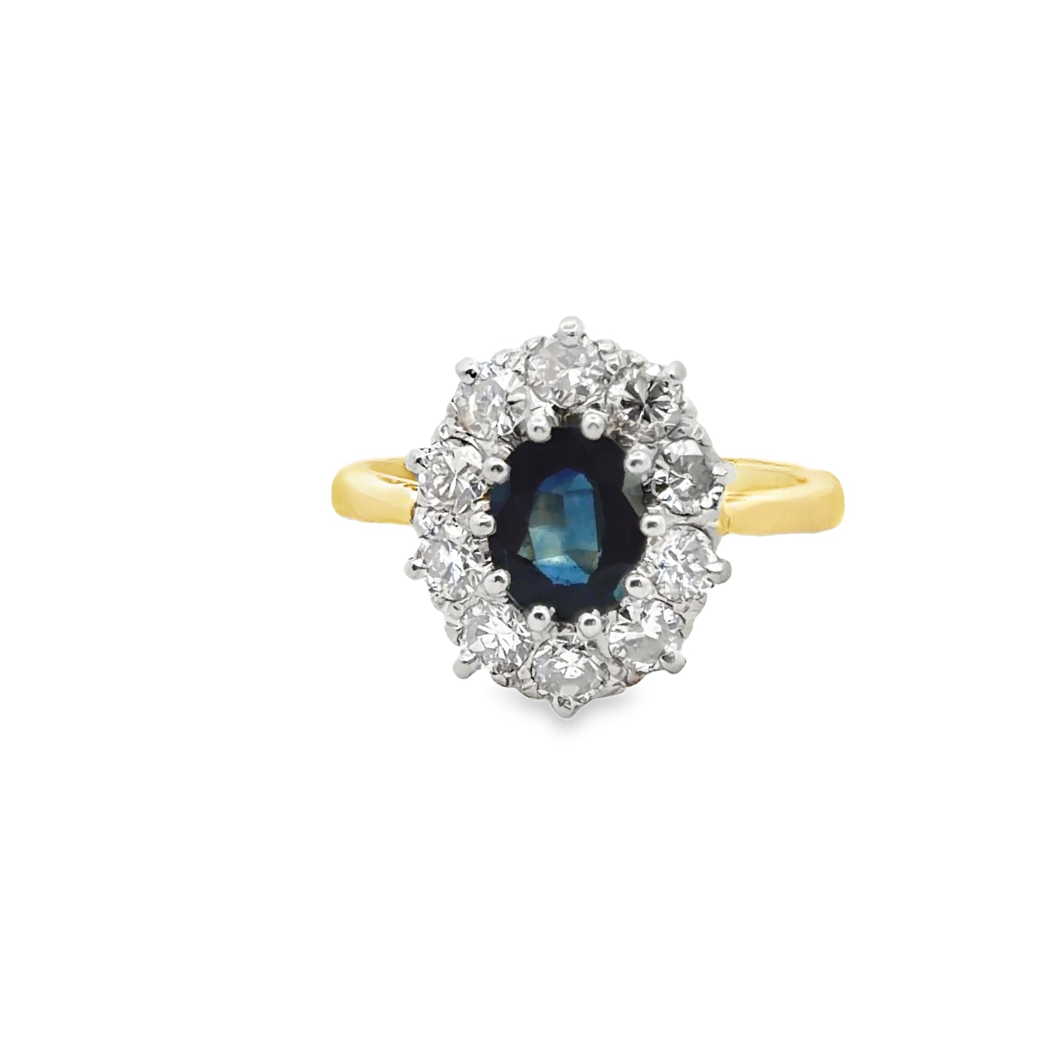 Repair: 18K Yellow Gold Vintage Sapphire and Diamond Ring. Rebuild Prongs, Reset Sapphire, Rebuild Foundation