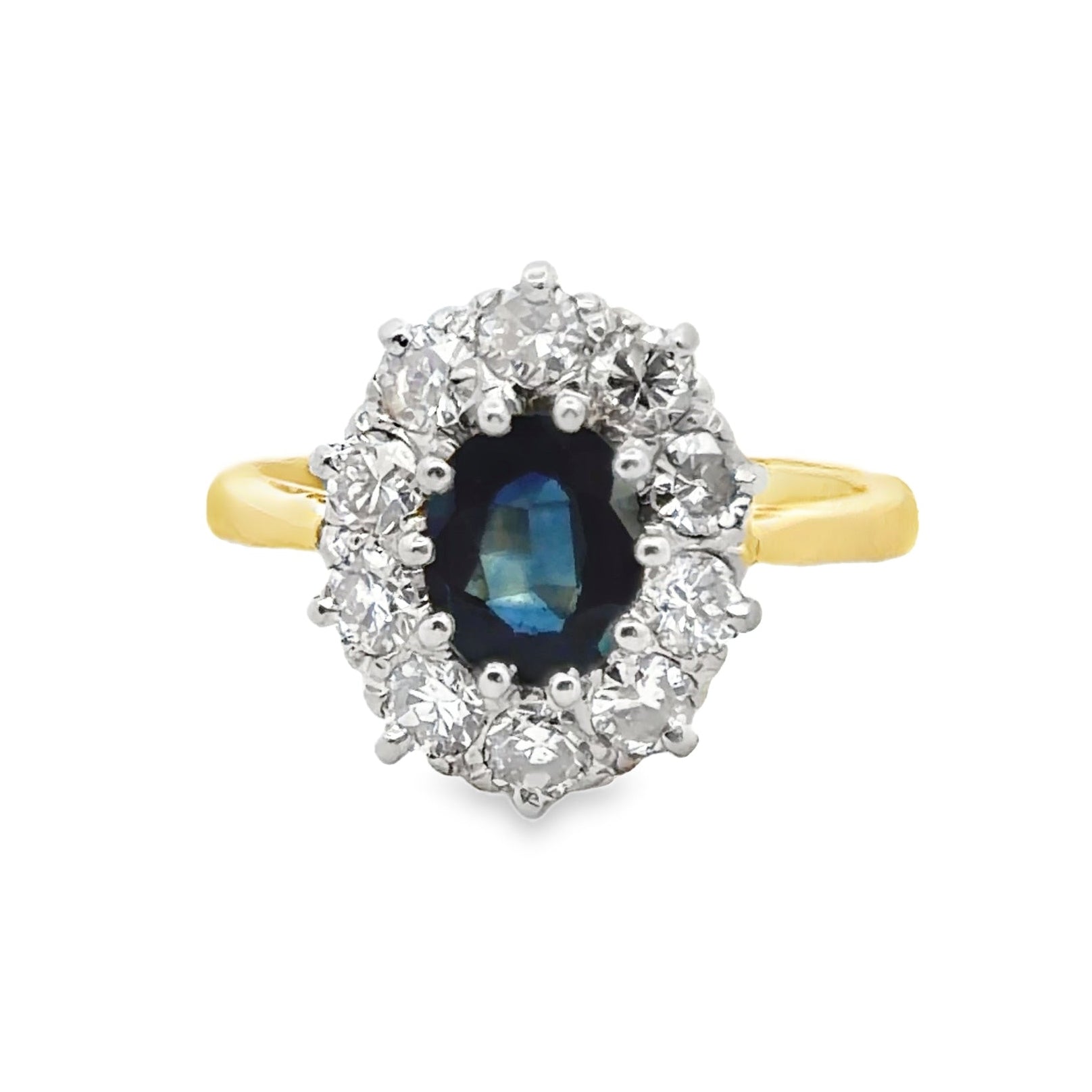 Repair: 18K Yellow Gold Vintage Sapphire and Diamond Ring. Rebuild Prongs, Reset Sapphire, Rebuild Foundation