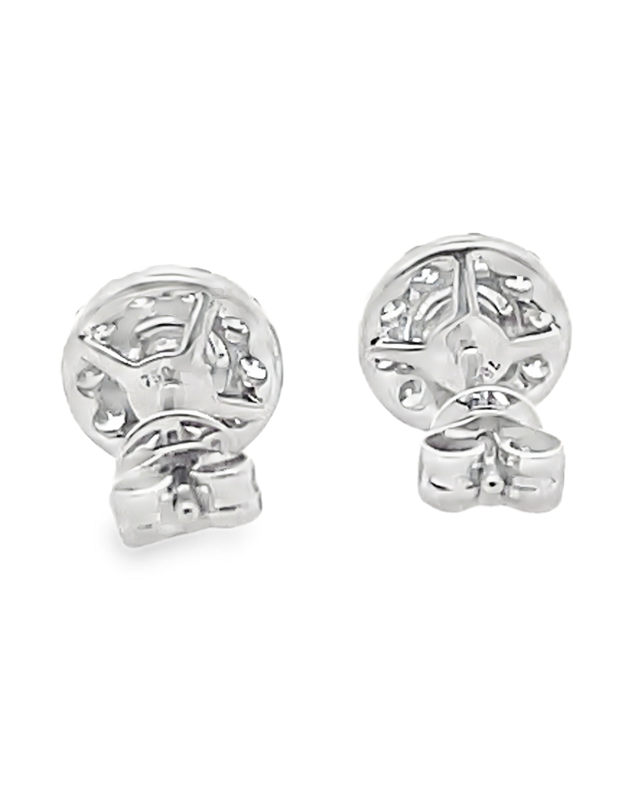 18K White Gold Diamond Halo Stud Earrings