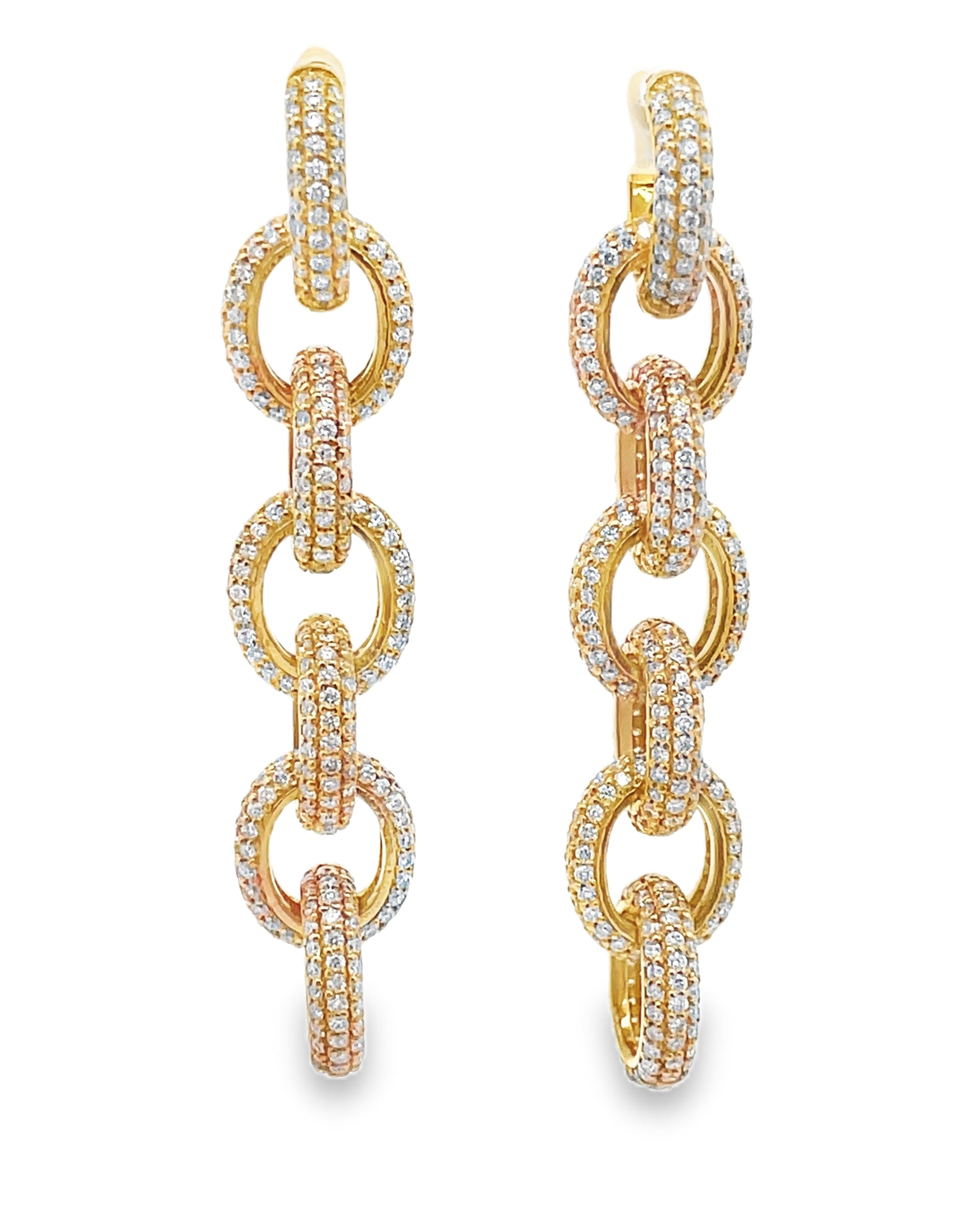 14K Yellow Gold Diamond Dangle Earrings