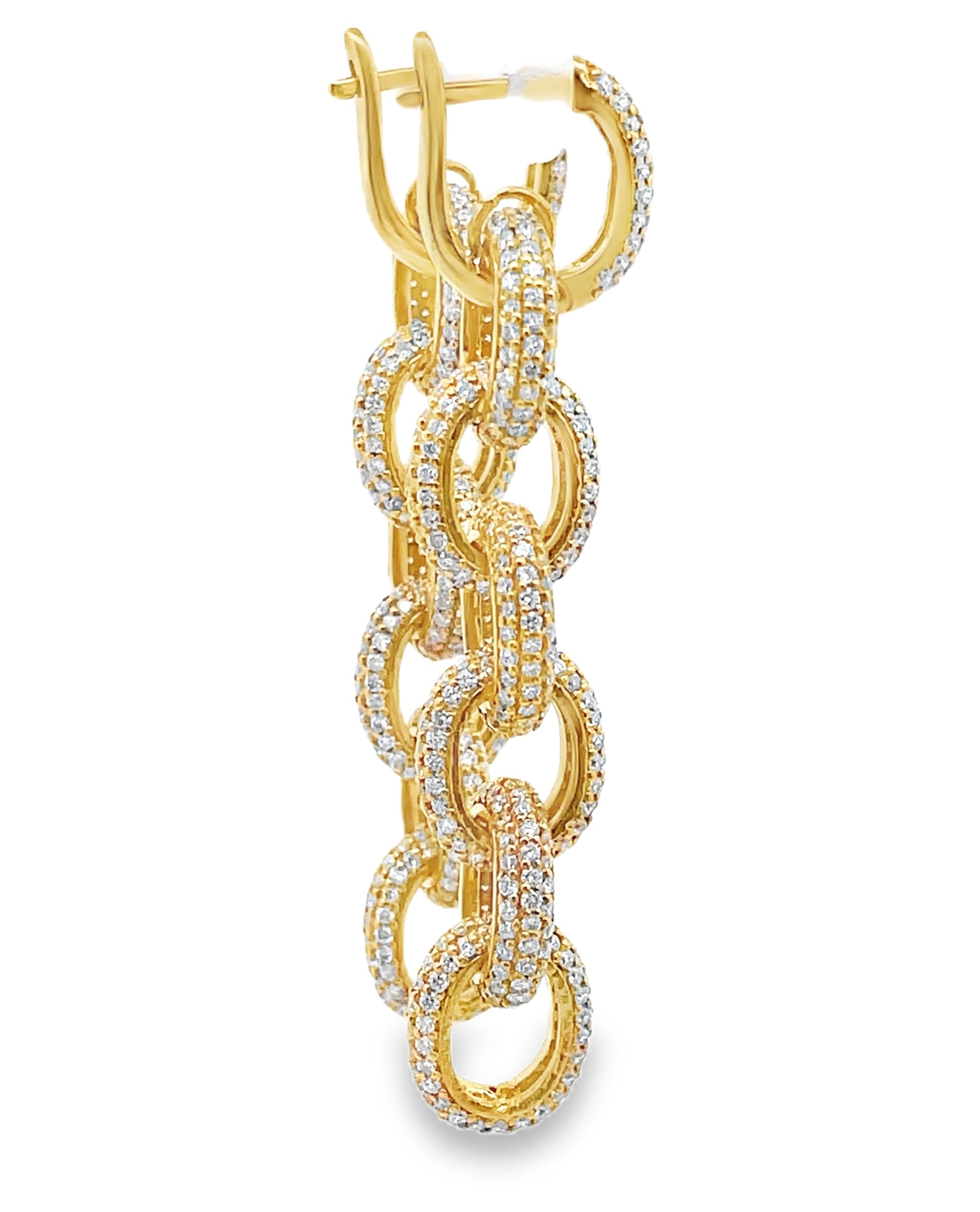 14K Yellow Gold Diamond Dangle Earrings