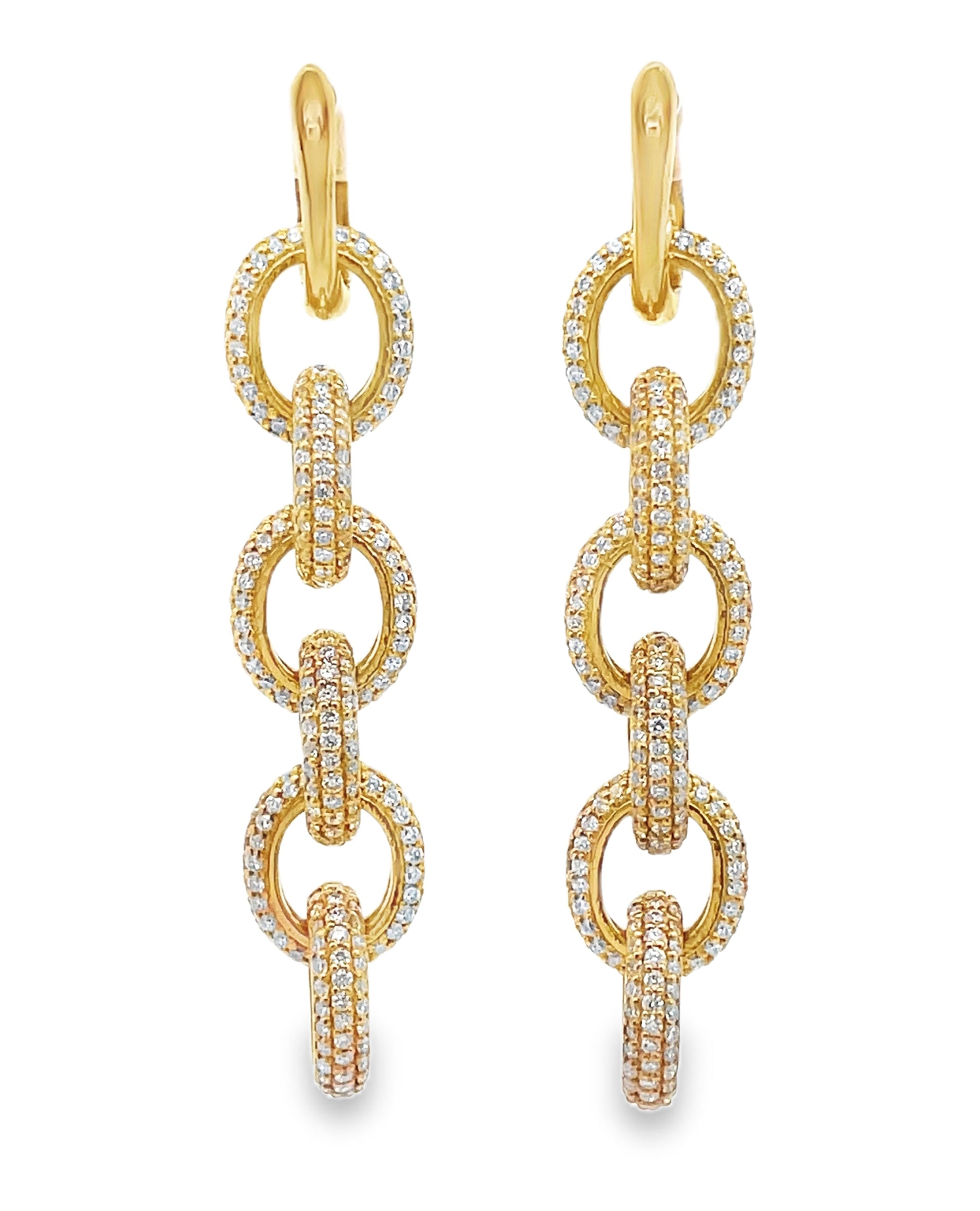 14K Yellow Gold Diamond Dangle Earrings