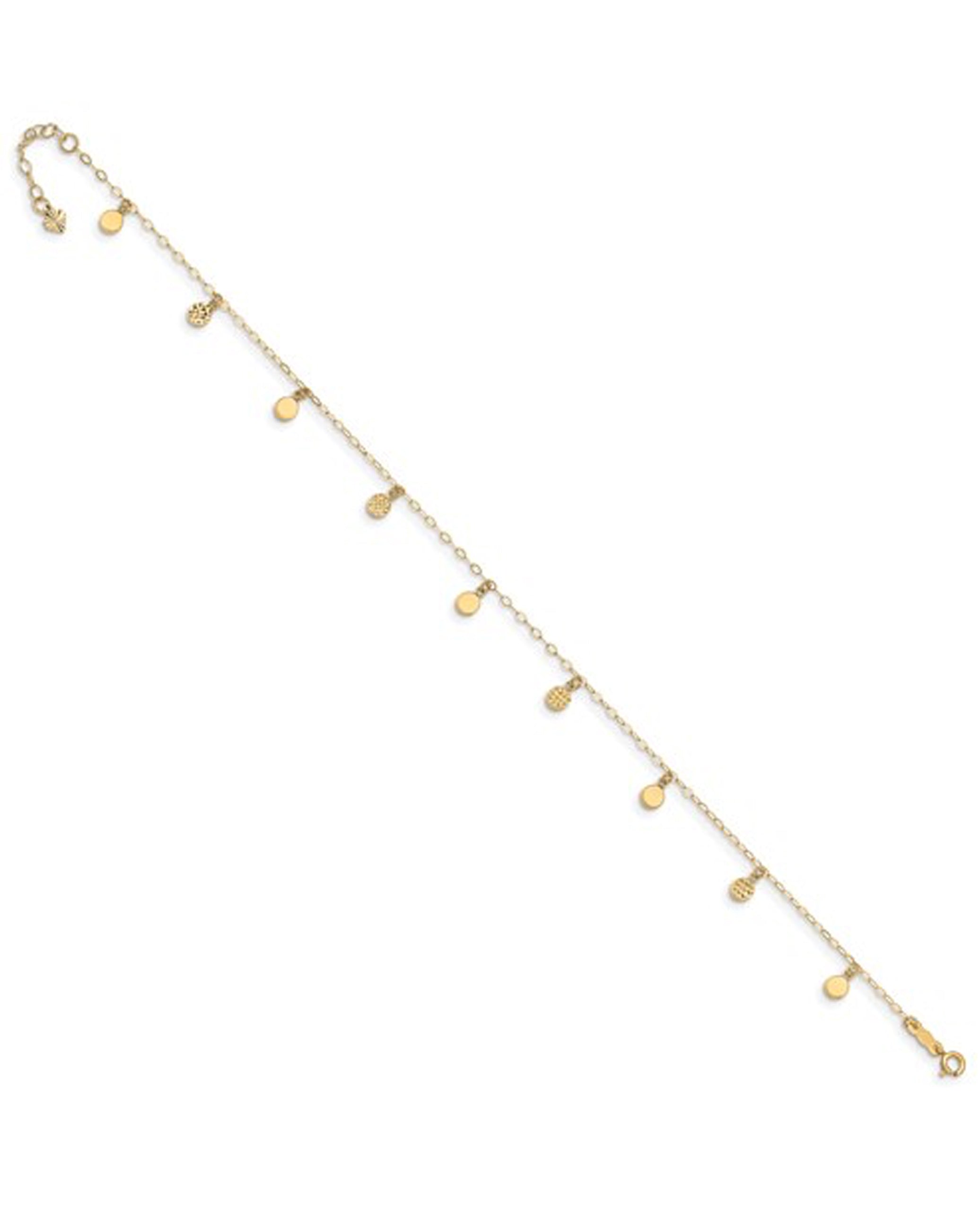 14K Yellow Gold Dangle Circle Anklet