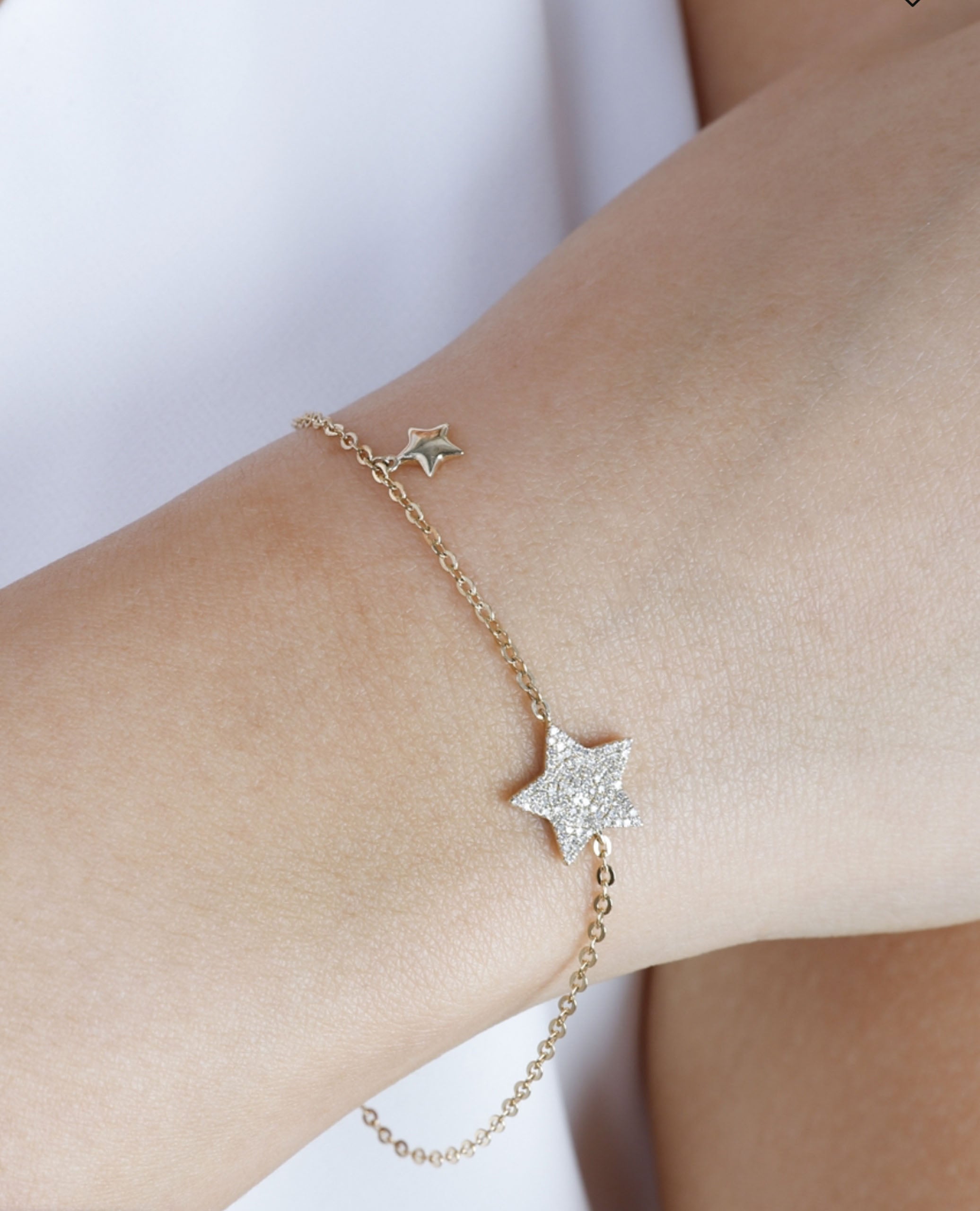 14K Yellow Gold Diamond Star Bracelet