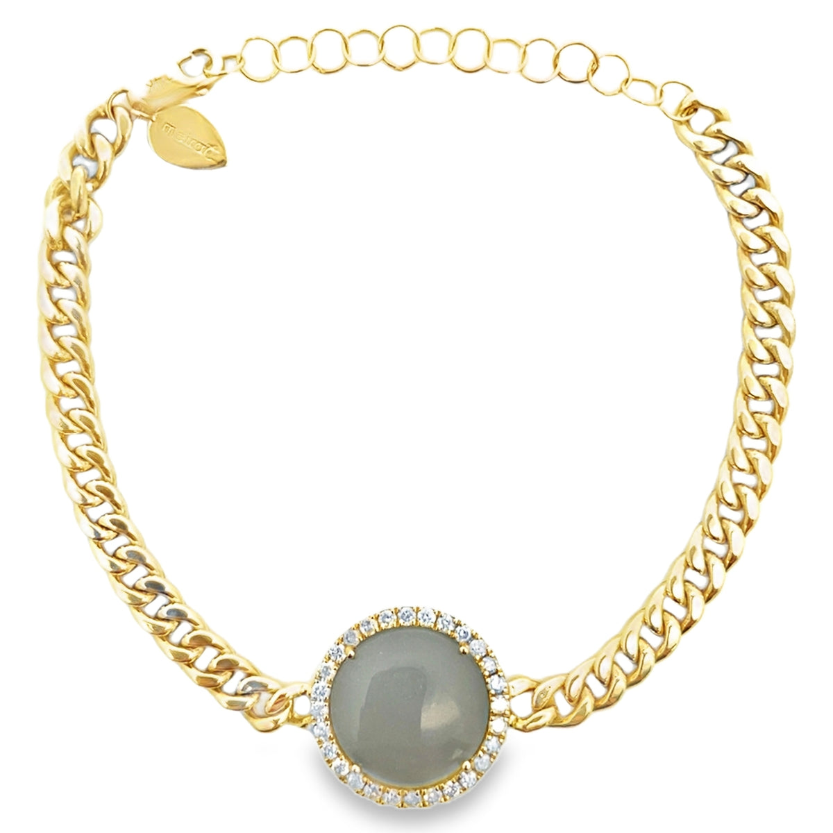 Meira T B10388/SI 14K Yellow Gold Moonstone & Diamond Adjustable Bracelet