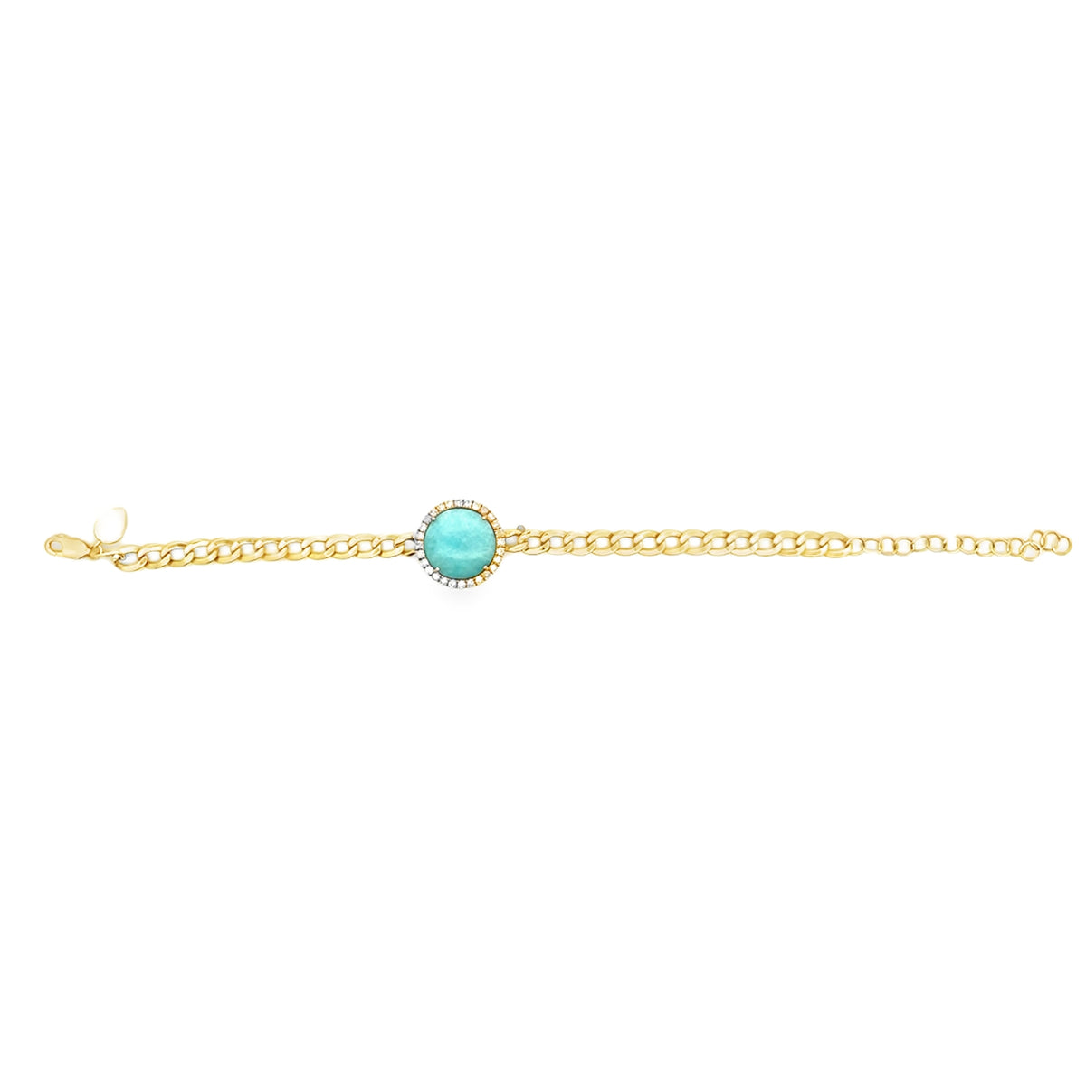 Meira T B10463/SI 14K Yellow Gold Amazonite & Diamond Adjustable Bracelet