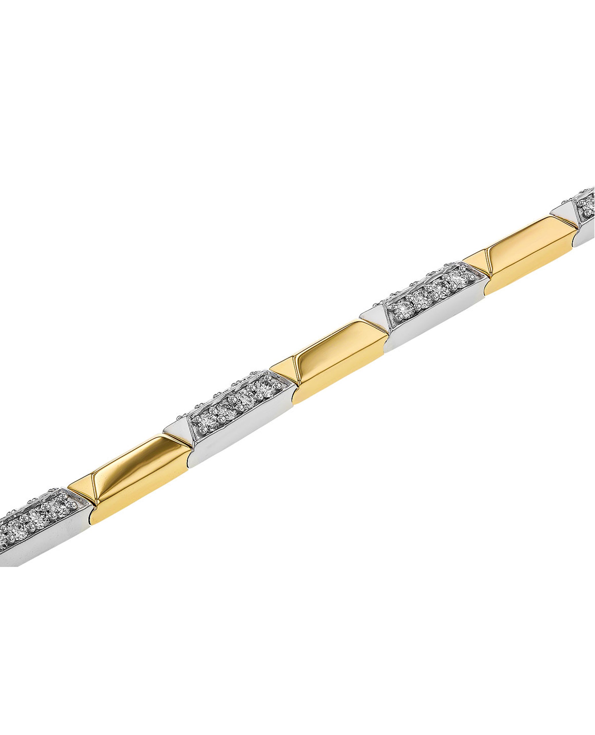 Allison Kaufman 14K Yellow and White Gold Diamond Bracelet Alternating Two Tone