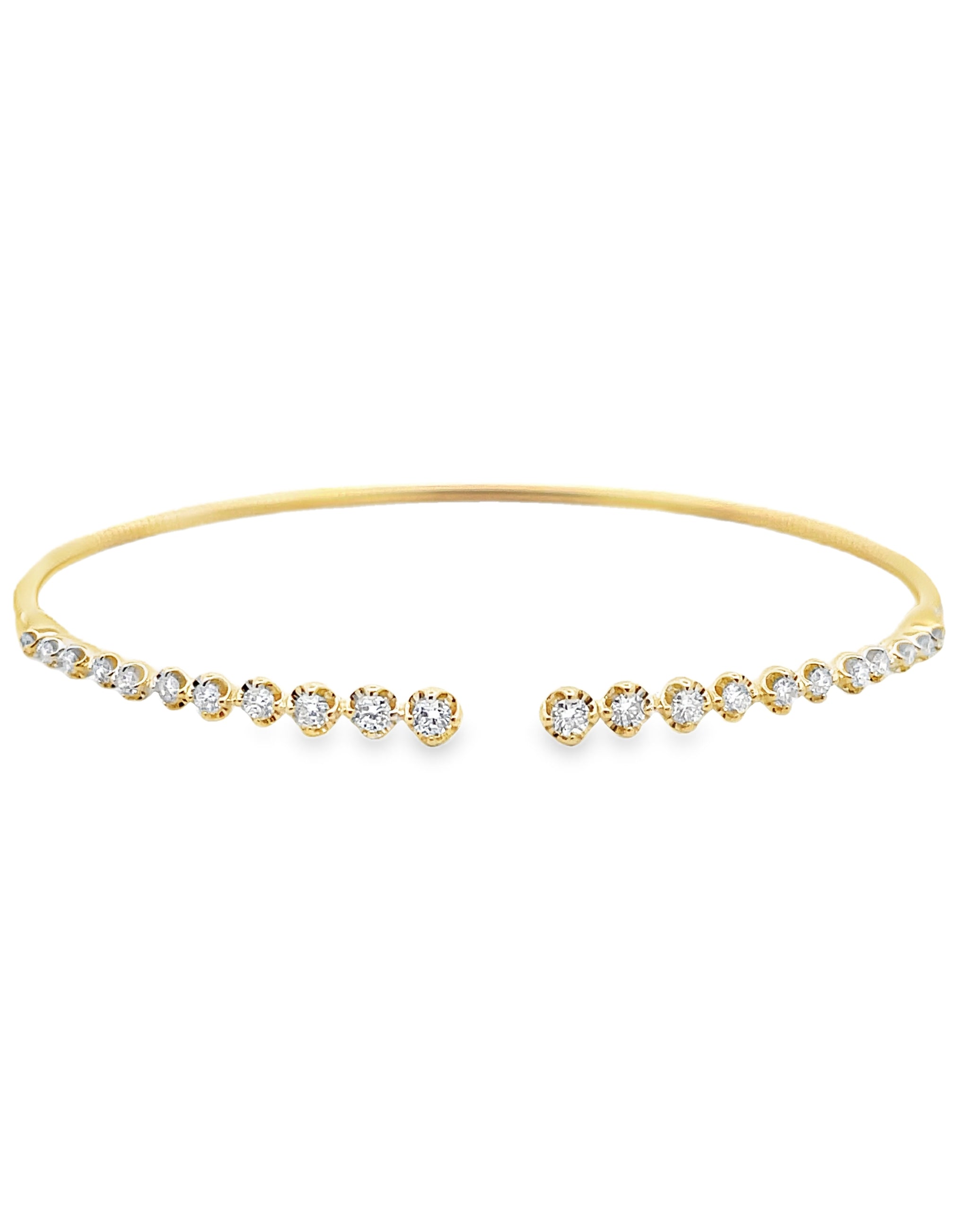 14K Yellow Gold Soft Cuff Diamond Bangle Bracelet
