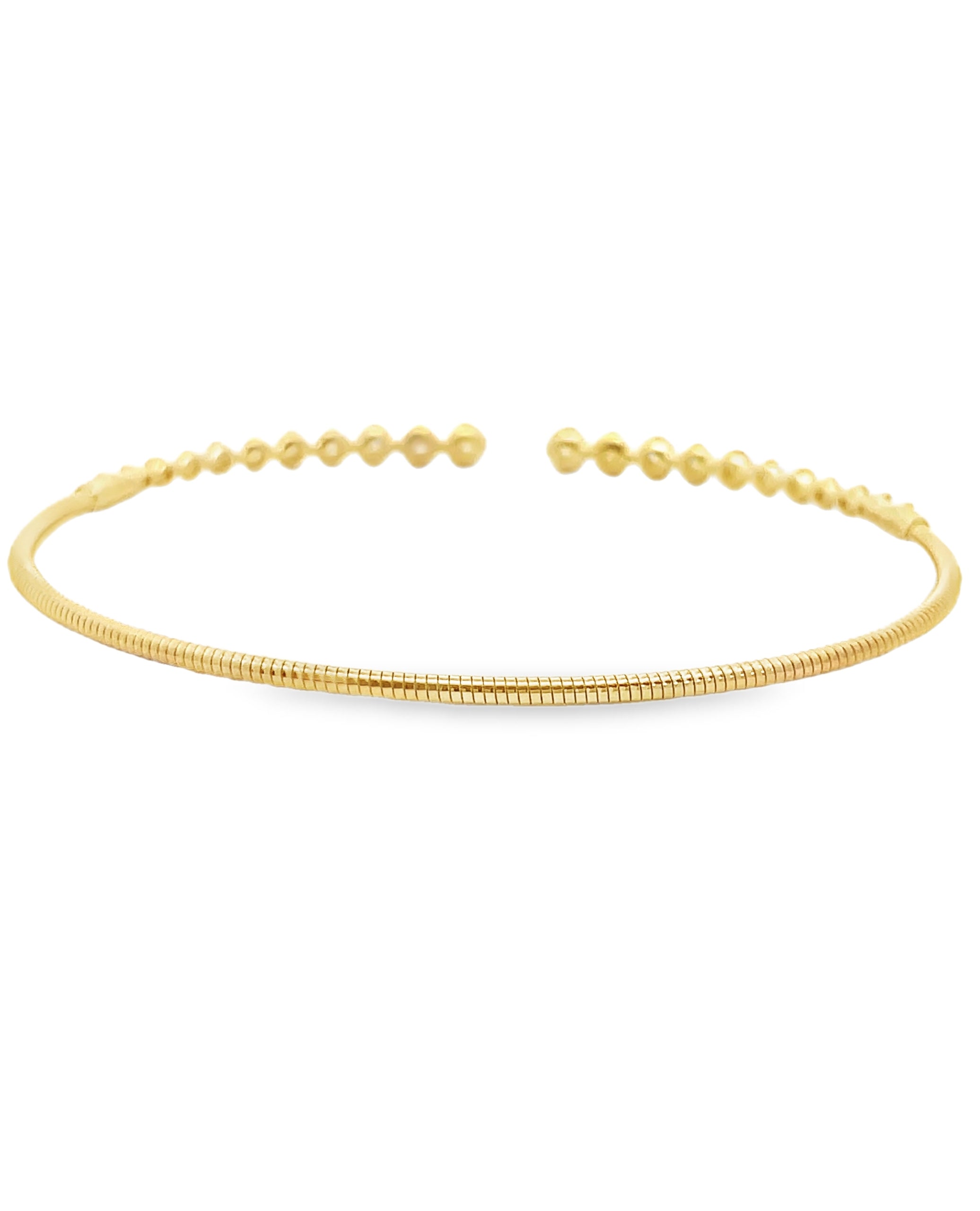 14K Yellow Gold Soft Cuff Diamond Bangle Bracelet