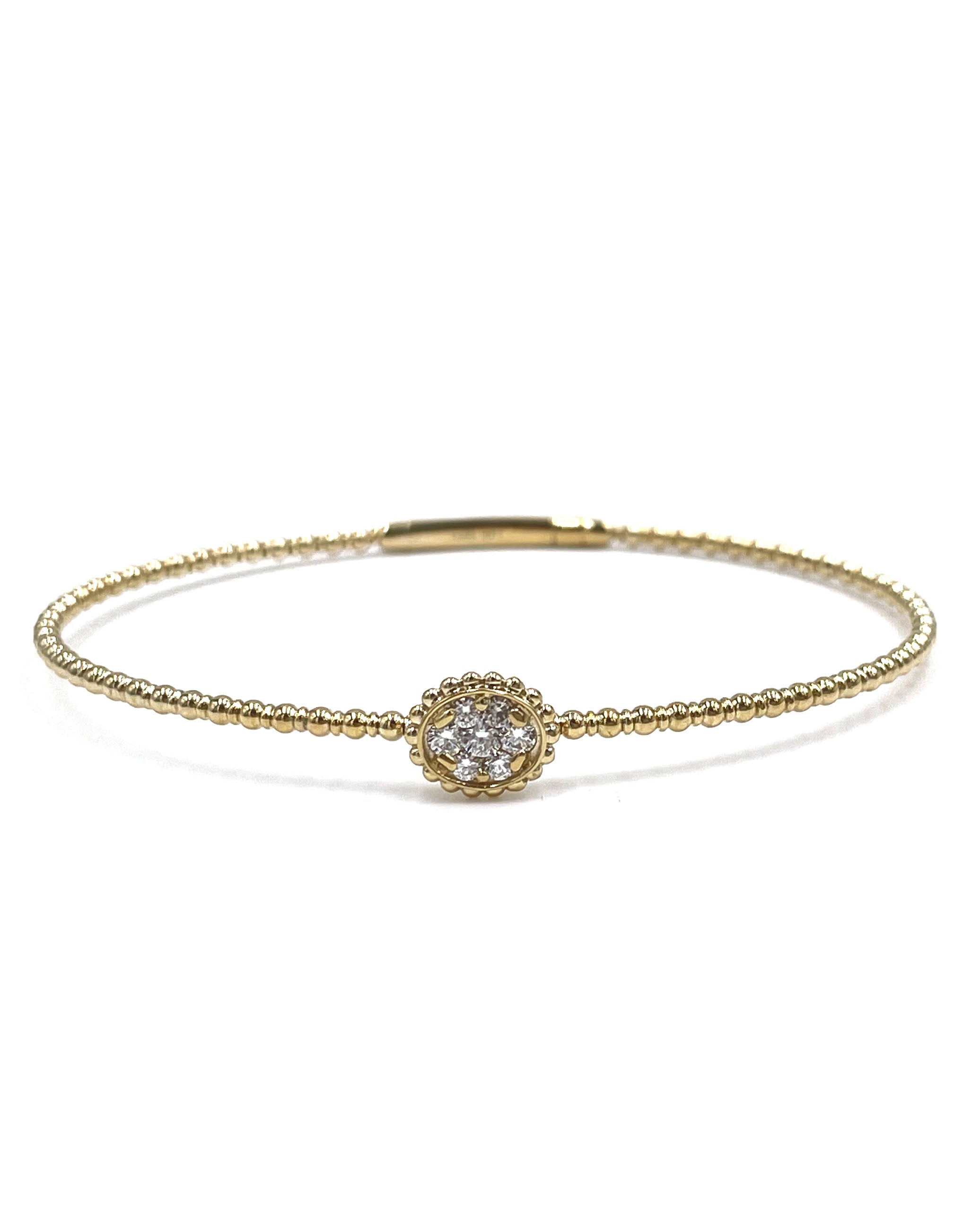 14K Yellow Gold Single Station Diamond Bangle Bracelet