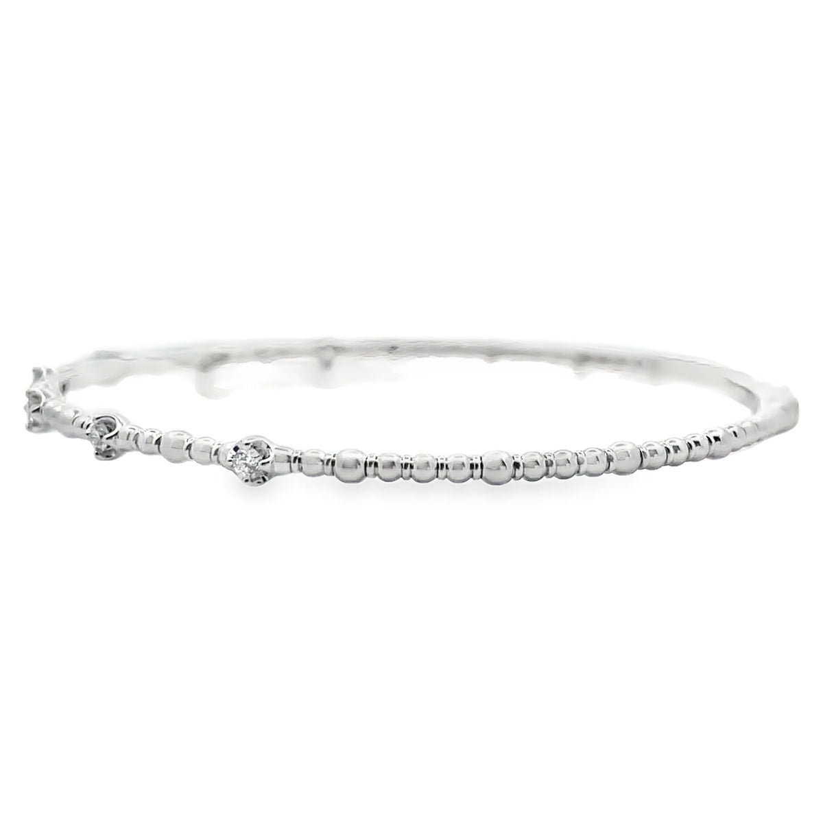 14K White Gold Seven Station 0.21 Carat Diamond Flexible Bangle Bracelet