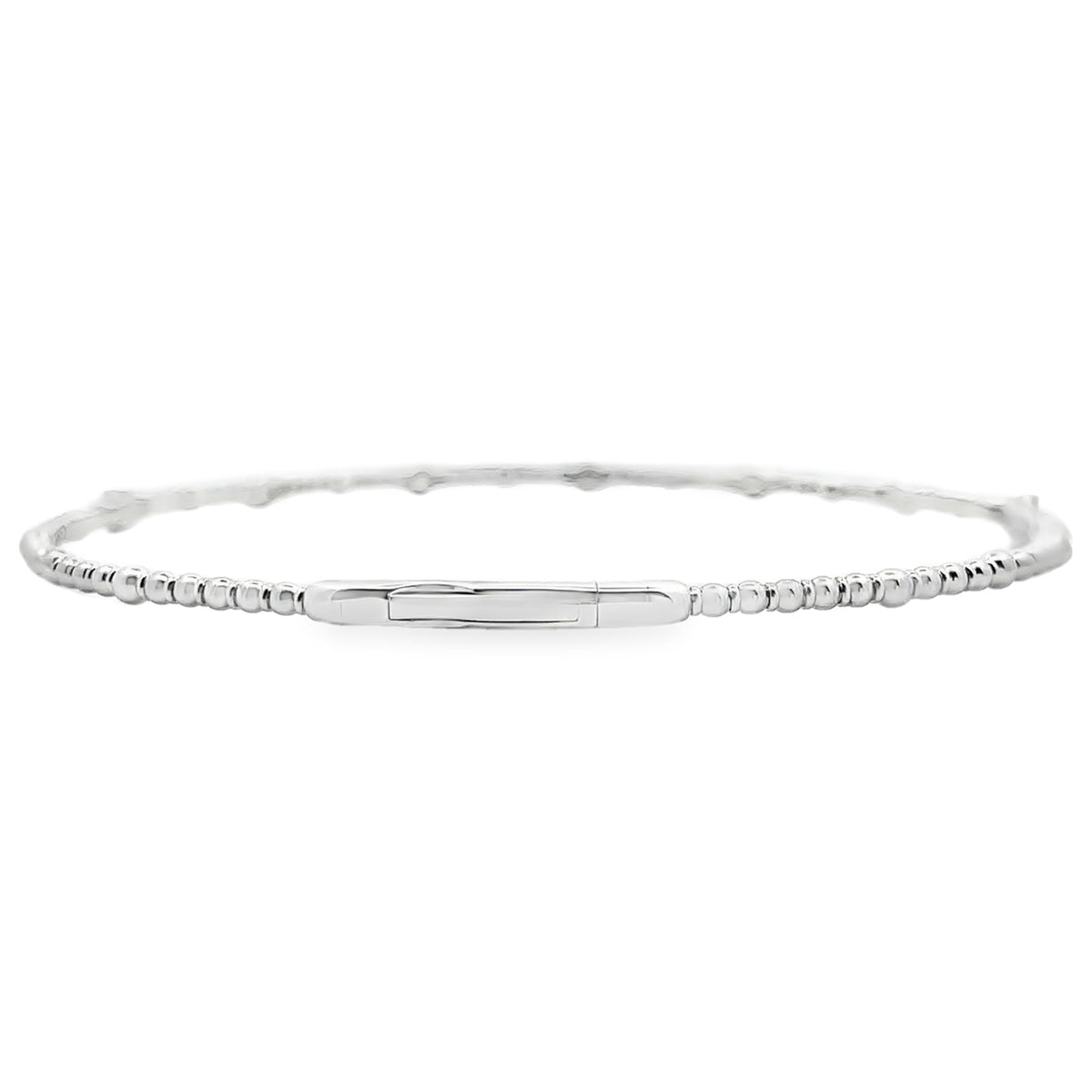 14K White Gold Seven Station 0.21 Carat Diamond Flexible Bangle Bracelet