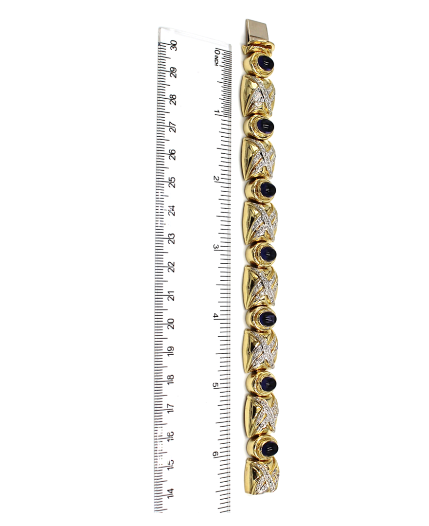 Vintage Oval Iolite Bracelet with Diamonds Set in 18K Gold