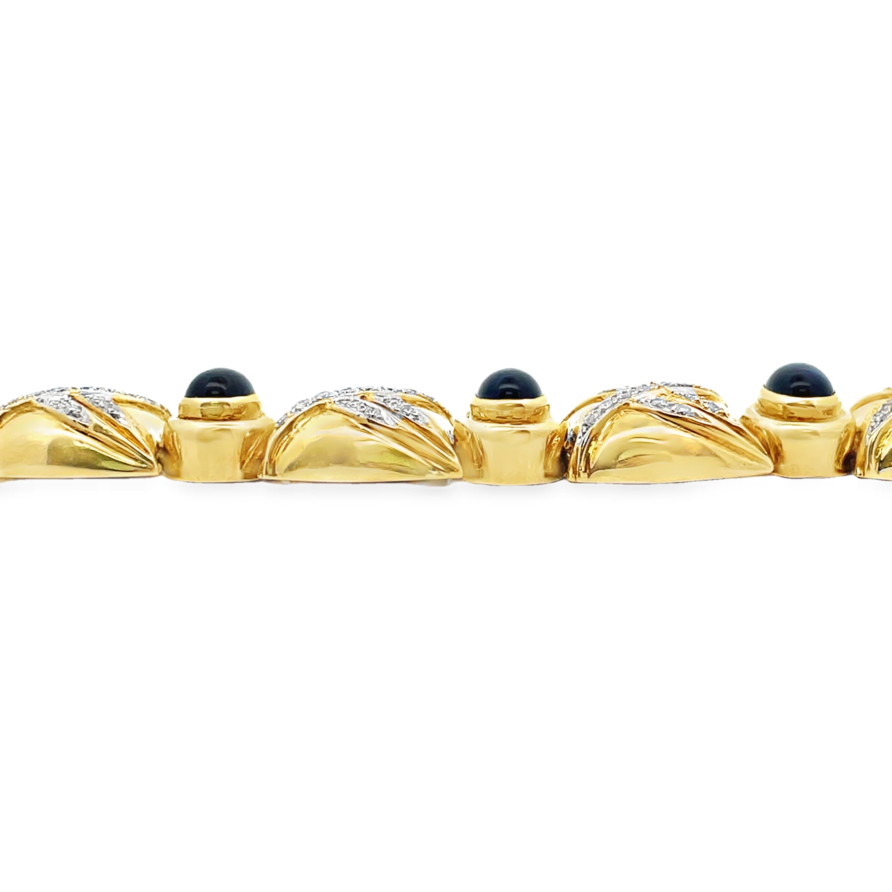 Vintage Oval Iolite Bracelet with Diamonds Set in 18K Gold