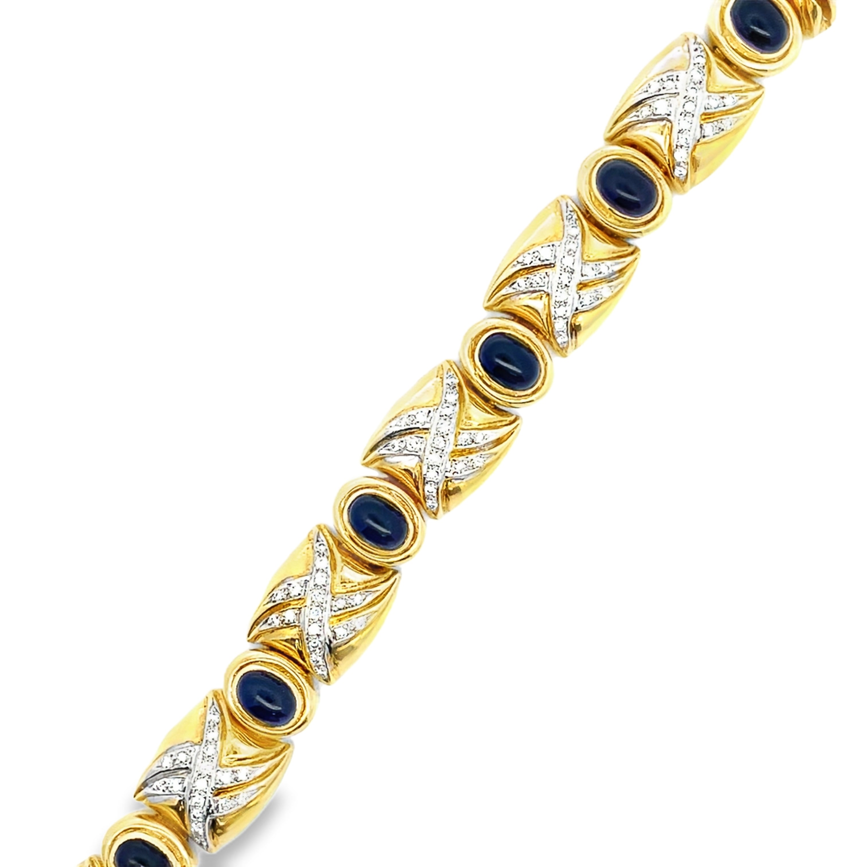Vintage Oval Iolite Bracelet with Diamonds Set in 18K Gold