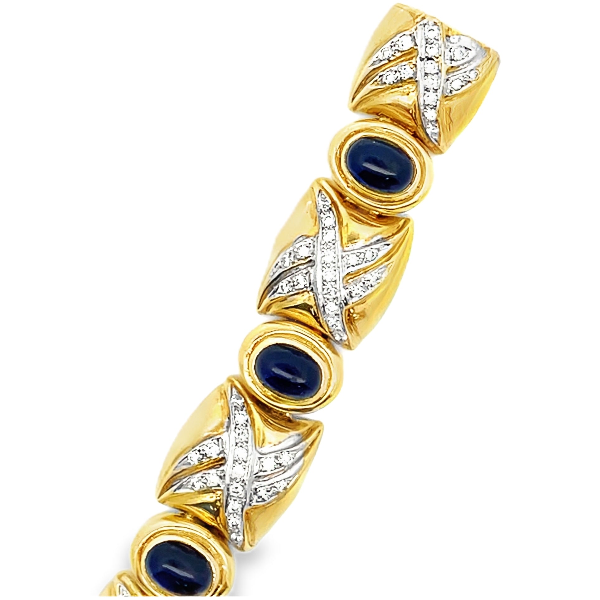 Vintage Oval Iolite Bracelet with Diamonds Set in 18K Gold