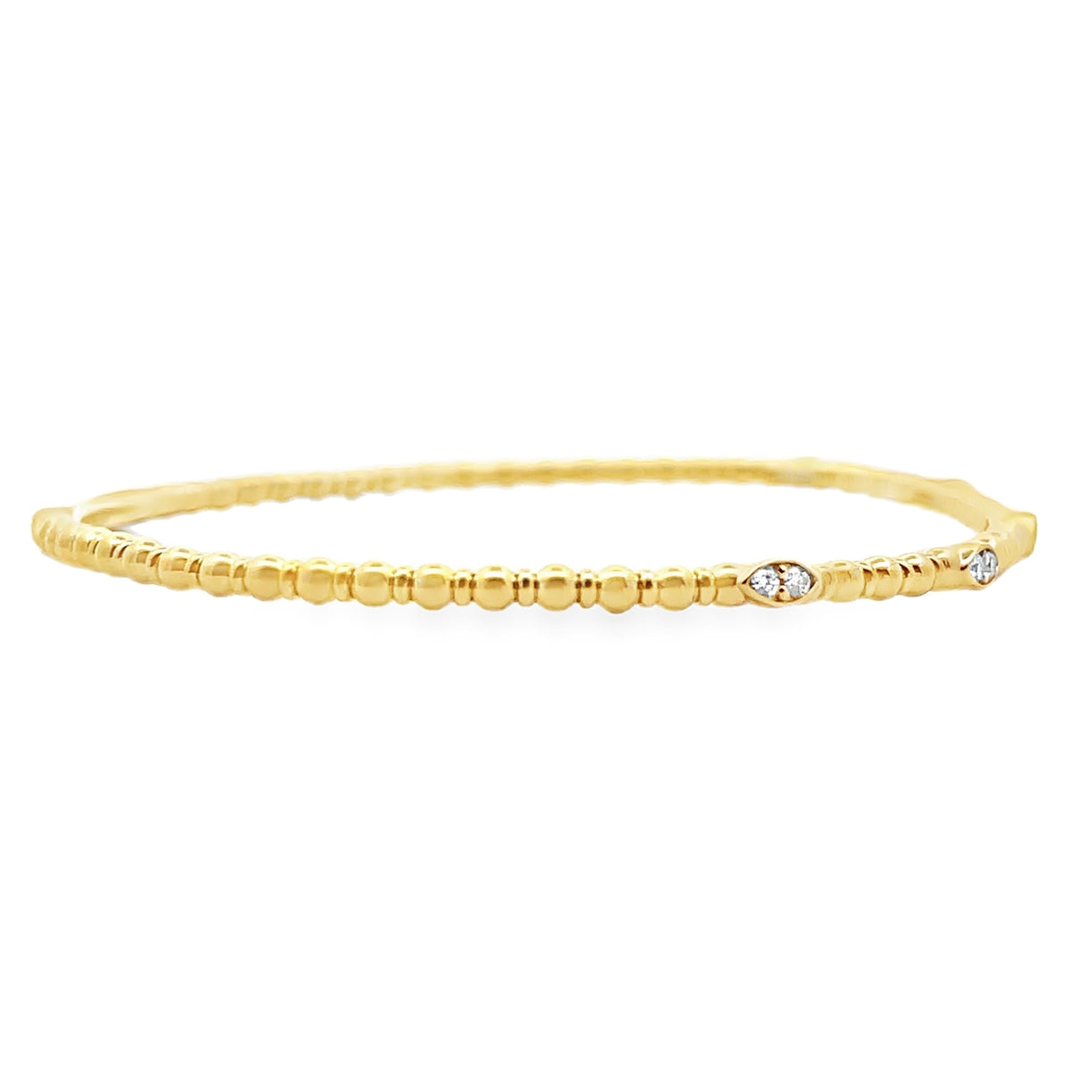 14K Yellow Gold Five Station 0.13 Carat Diamond Flexible Bangle Bracelet
