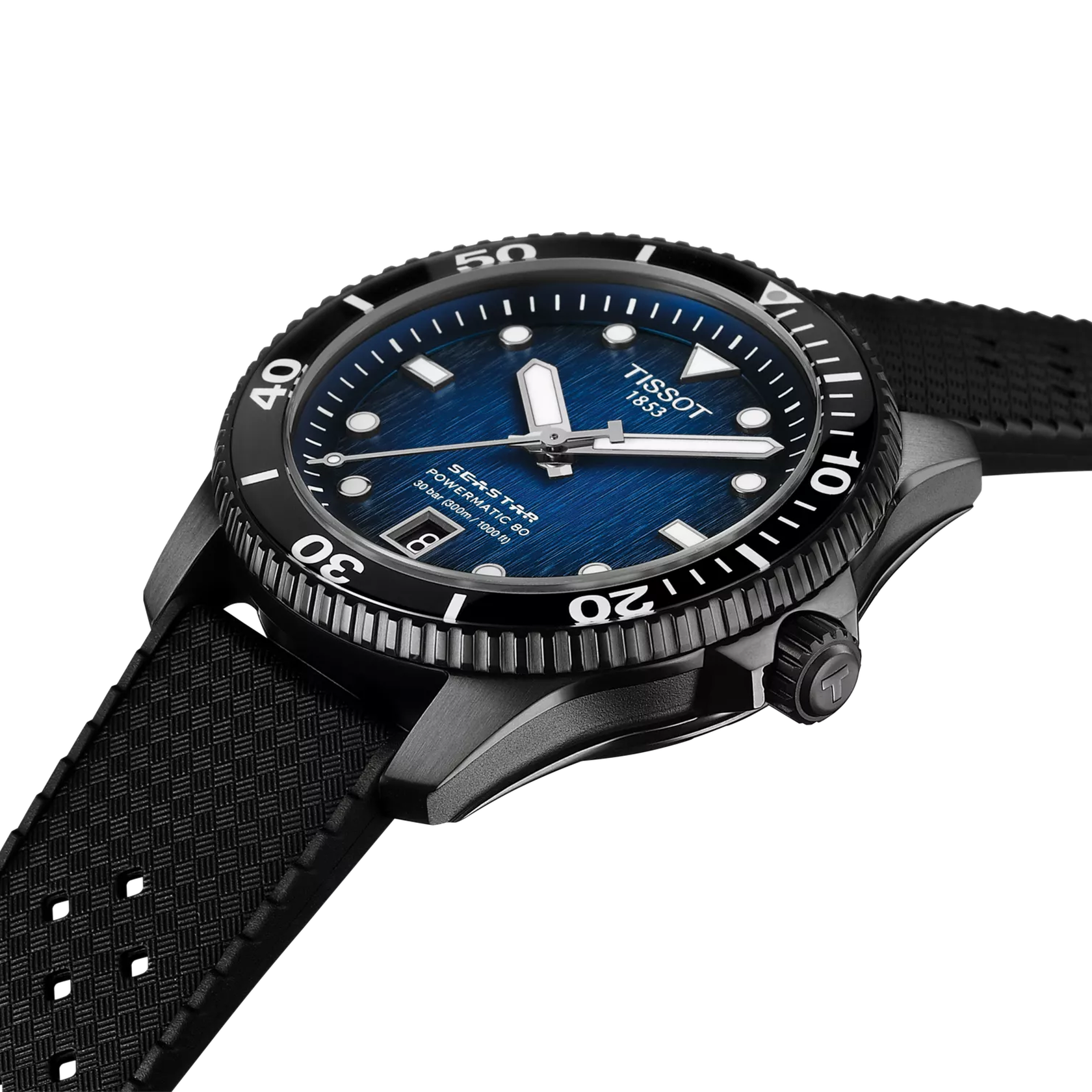 Tissot T120.807.37.041.00 Seastar 1000 Powermatic 80 Watch 40mm with Blue Dial and Black Case