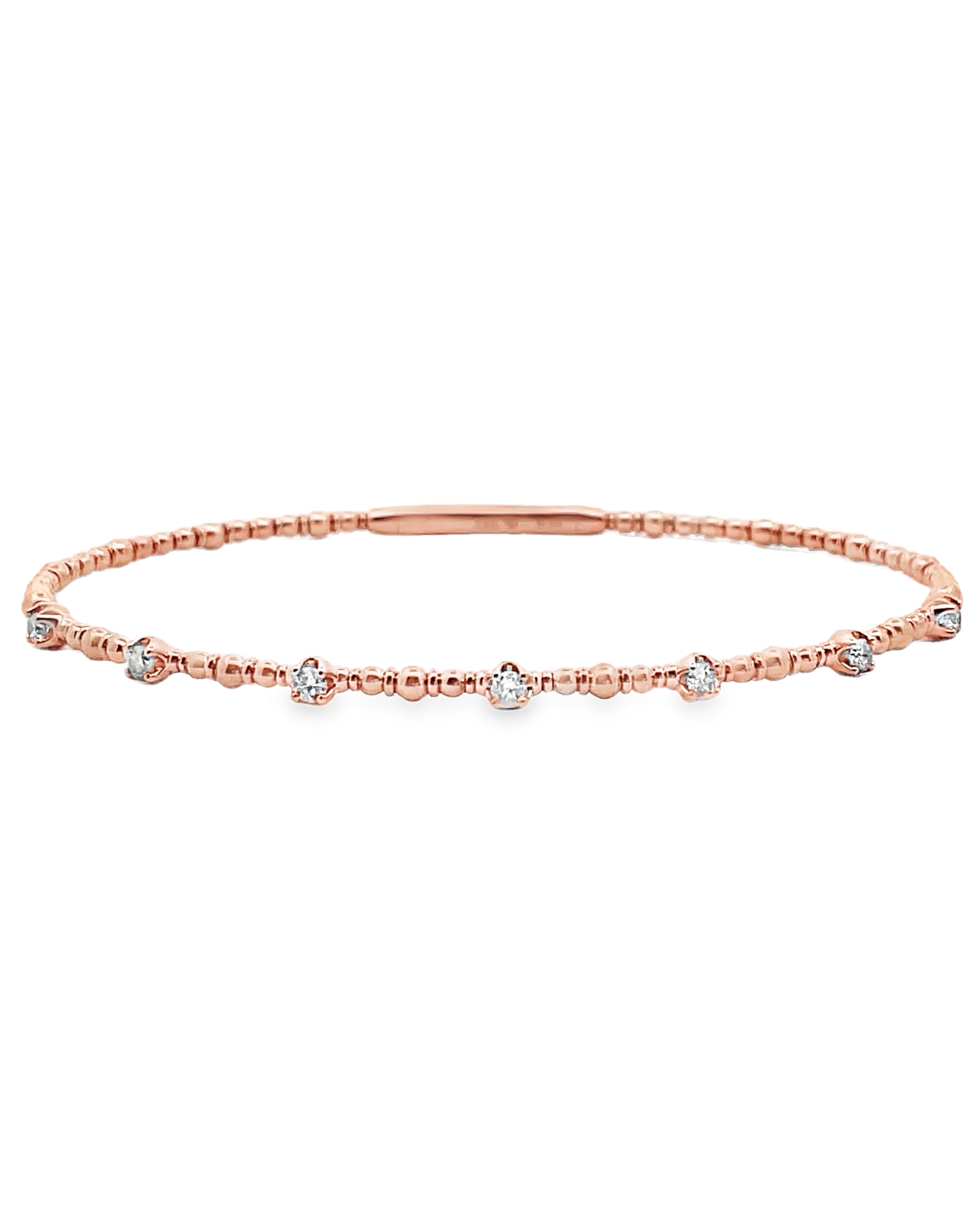 14K Rose Gold Flexible Diamond Bangle Bracelet