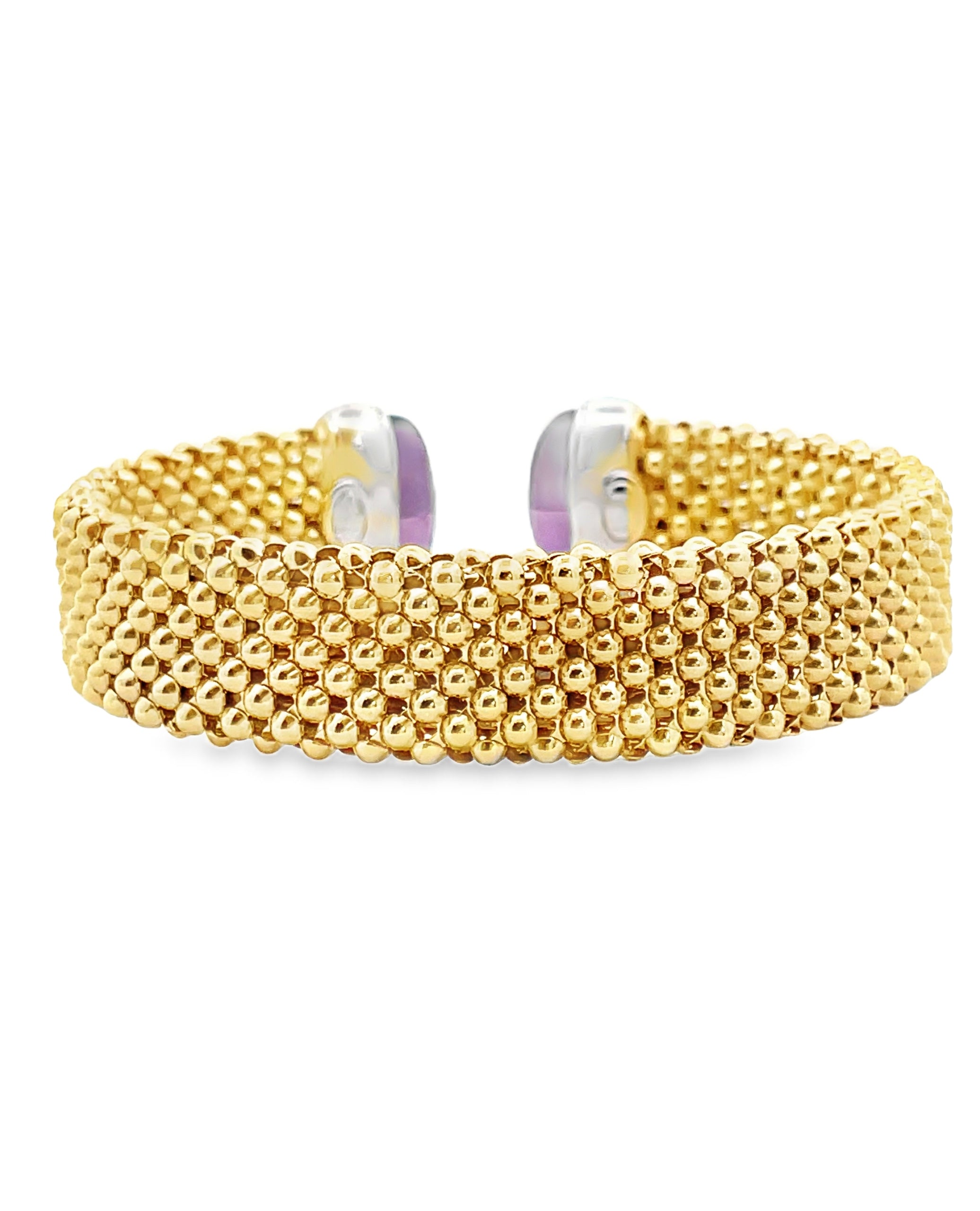 Marcello Pane BRFO 330G-V Sterling Silver Flexible Bangle Cuff Bracelet with Gold Overlay