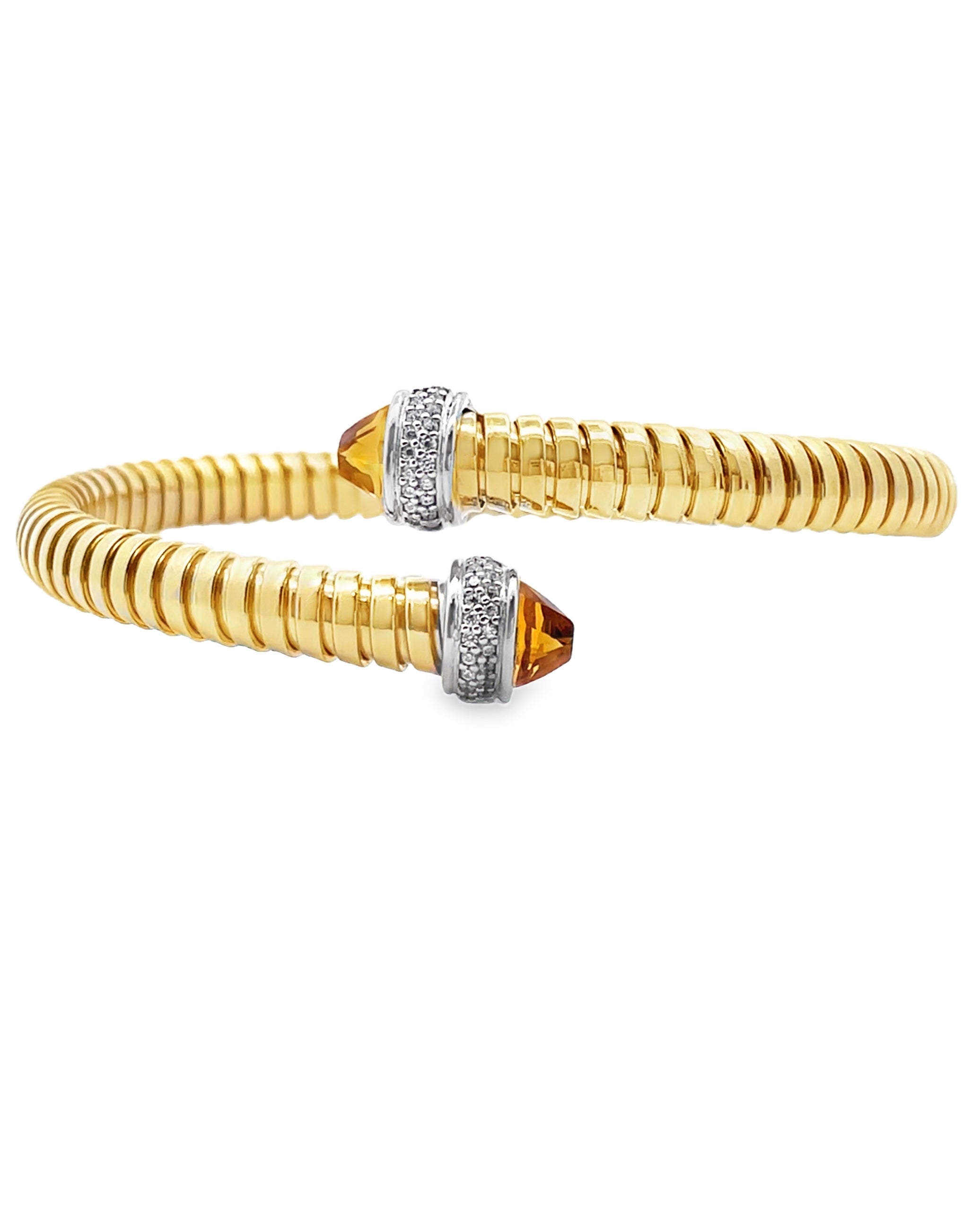 Marcello Pane BRFO 345G-A Sterling Silver Flexible Bangle Bracelet with Gold Overlay