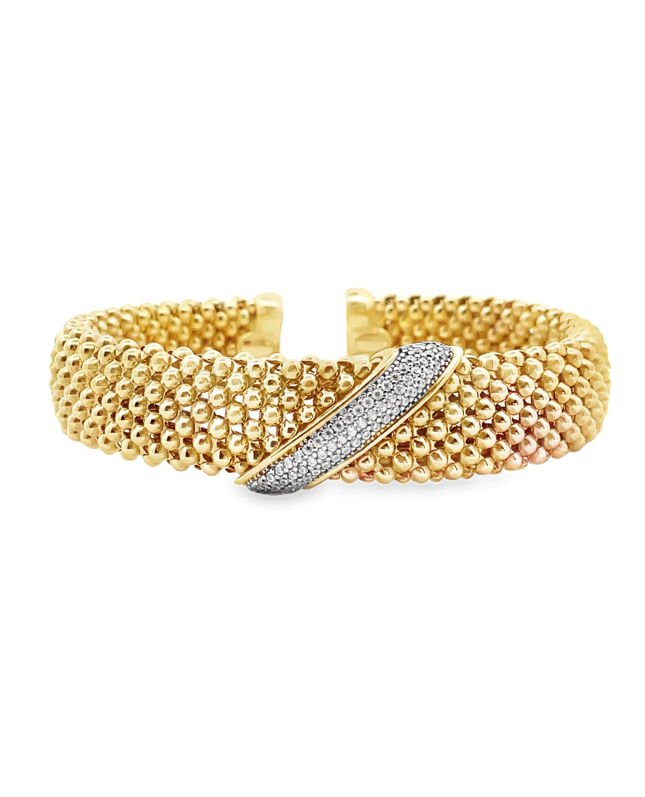 Marcello Pane BRFO 264G Sterling Silver Bangle Bracelet with 18K Yellow Gold Overlay