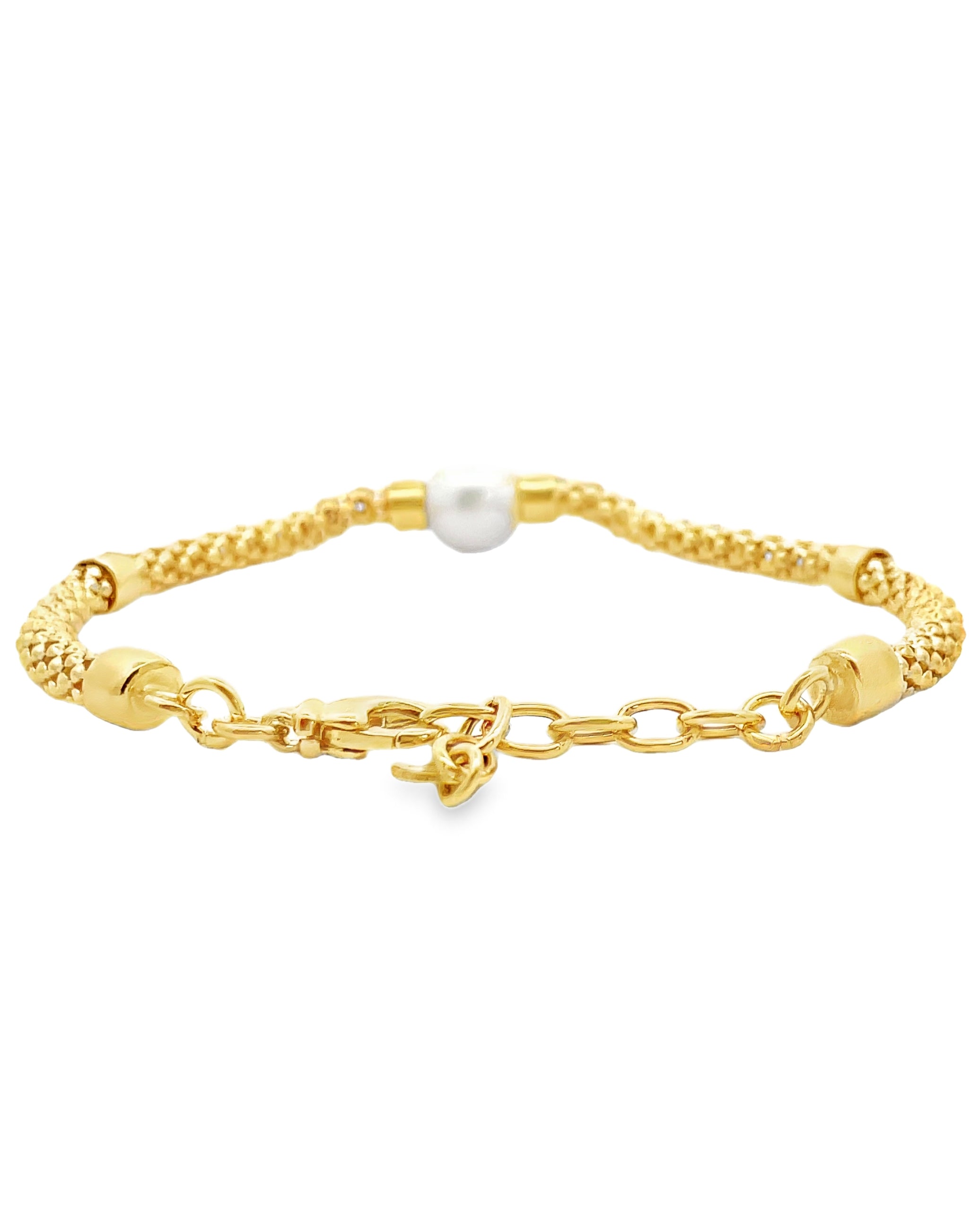 Marcello Pane BRSS 031 Sterling Silver Bracelet with Gold Overlay & Pearl
