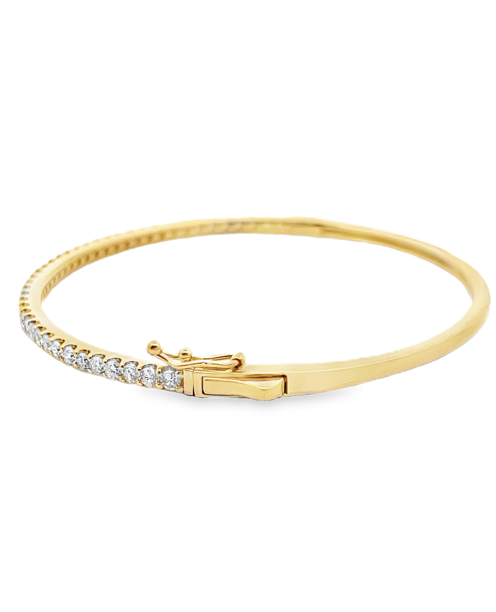 14K Yellow Gold 1.56 Carat Diamond Hinged Bangle Bracelet