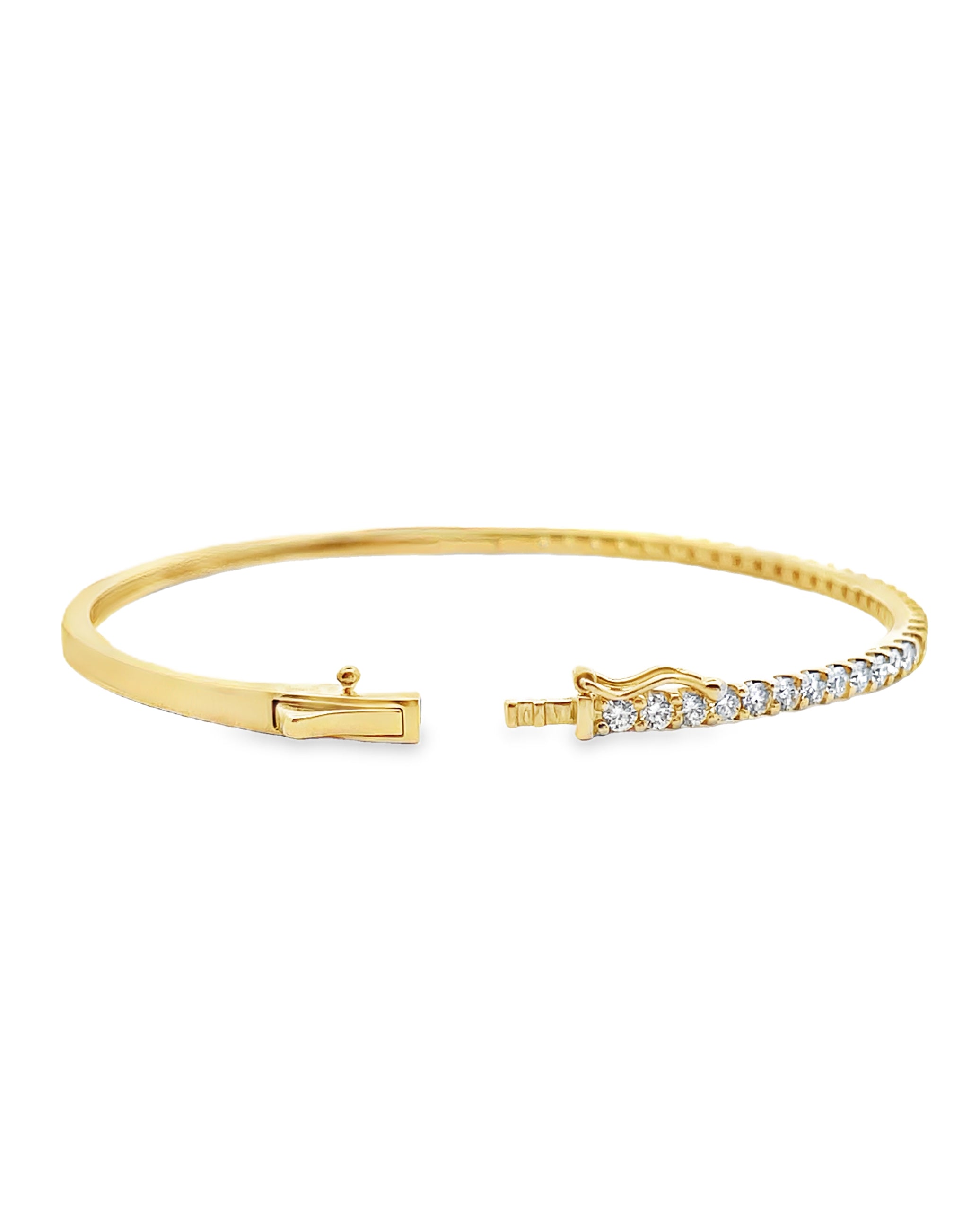 14K Yellow Gold 1.56 Carat Diamond Hinged Bangle Bracelet