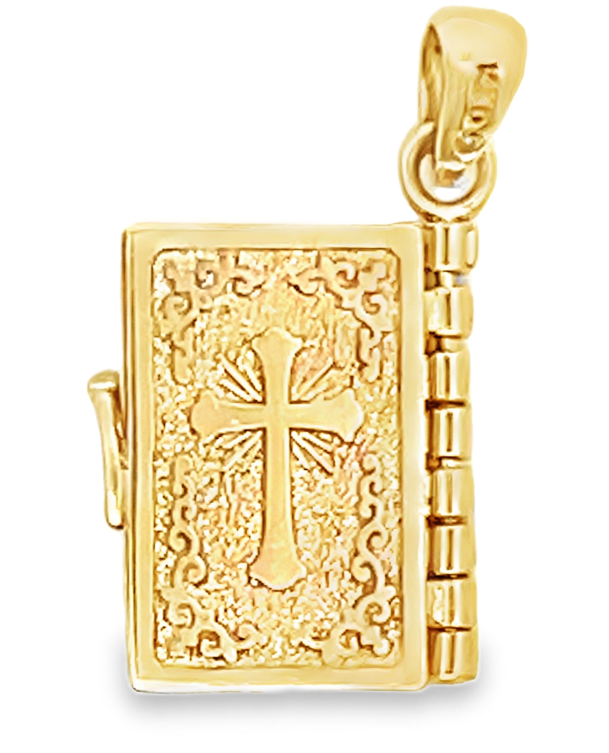 14K Yellow Gold Lord's Prayer Book Pendant