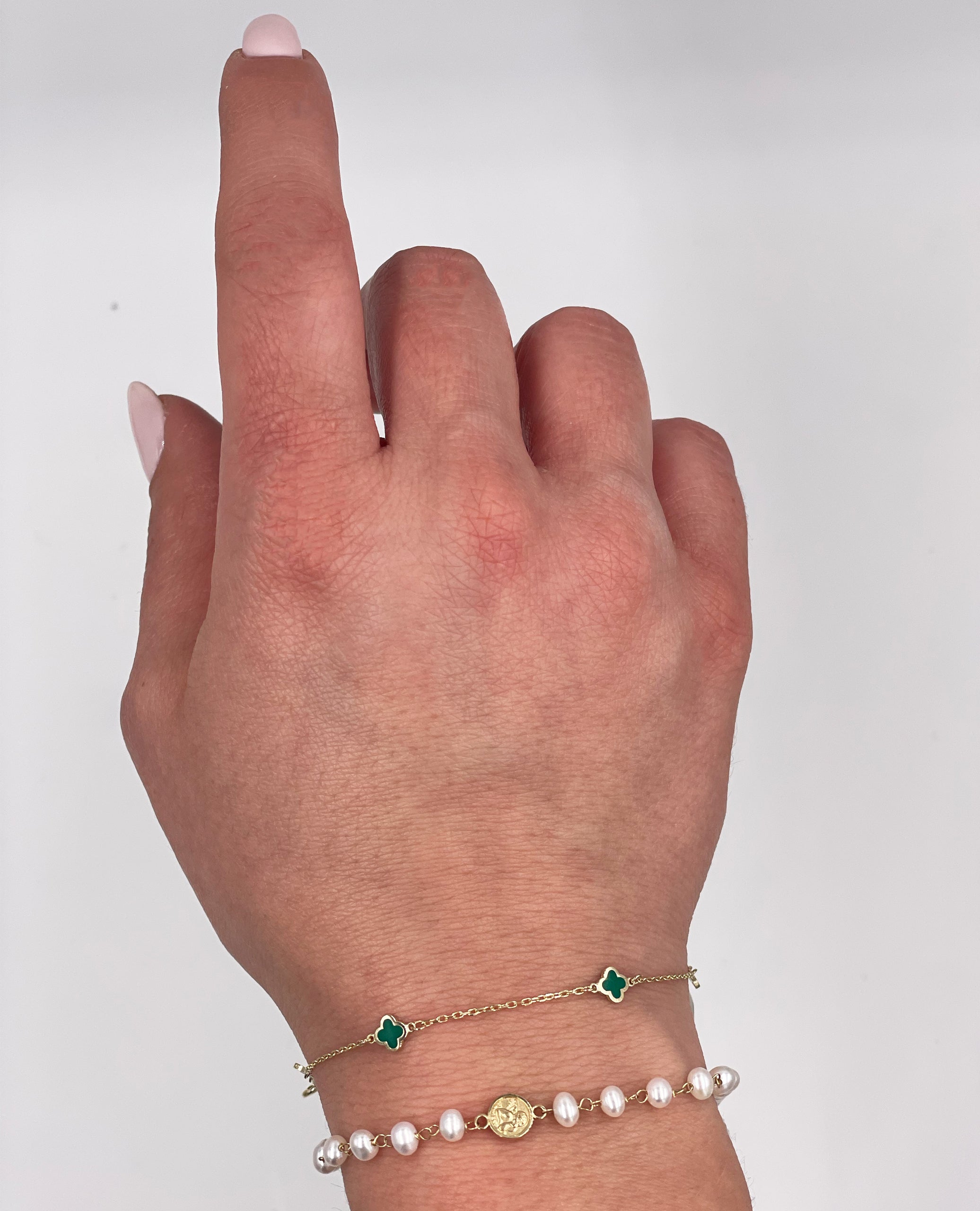 14K Yellow Gold Mini Angel Pearl Bracelet