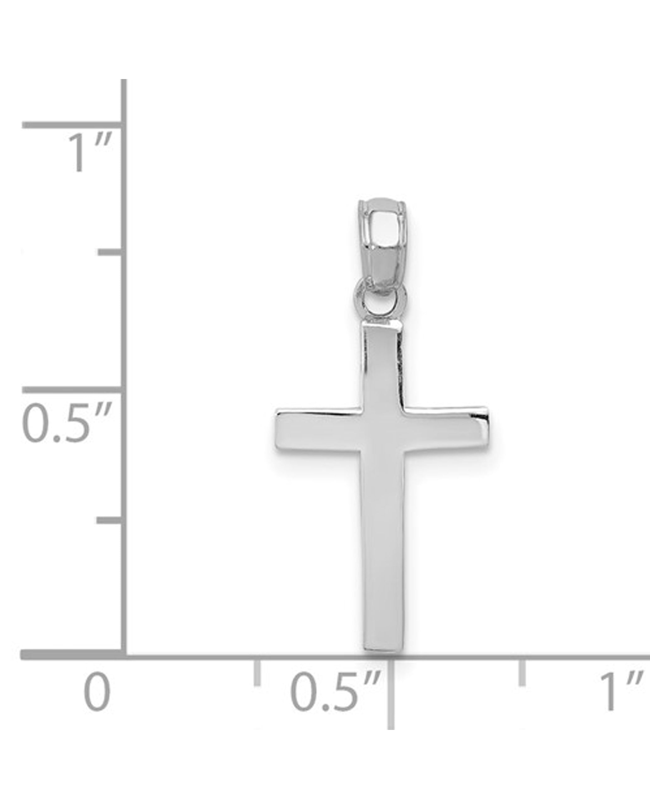 14K White Gold Beveled Cross Charm