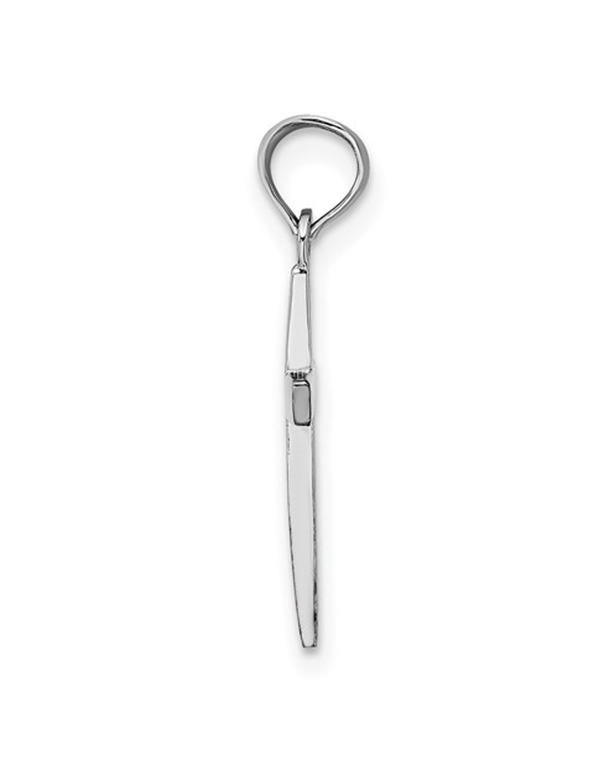 14K White Gold Beveled Cross Charm