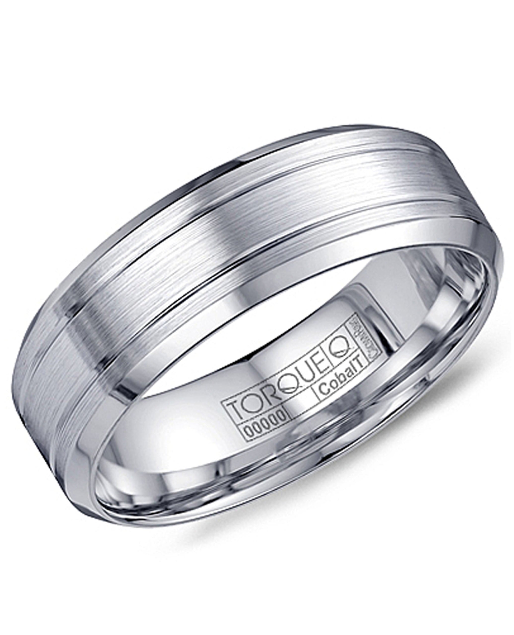 Mens 7mm White Cobalt Wedding Band