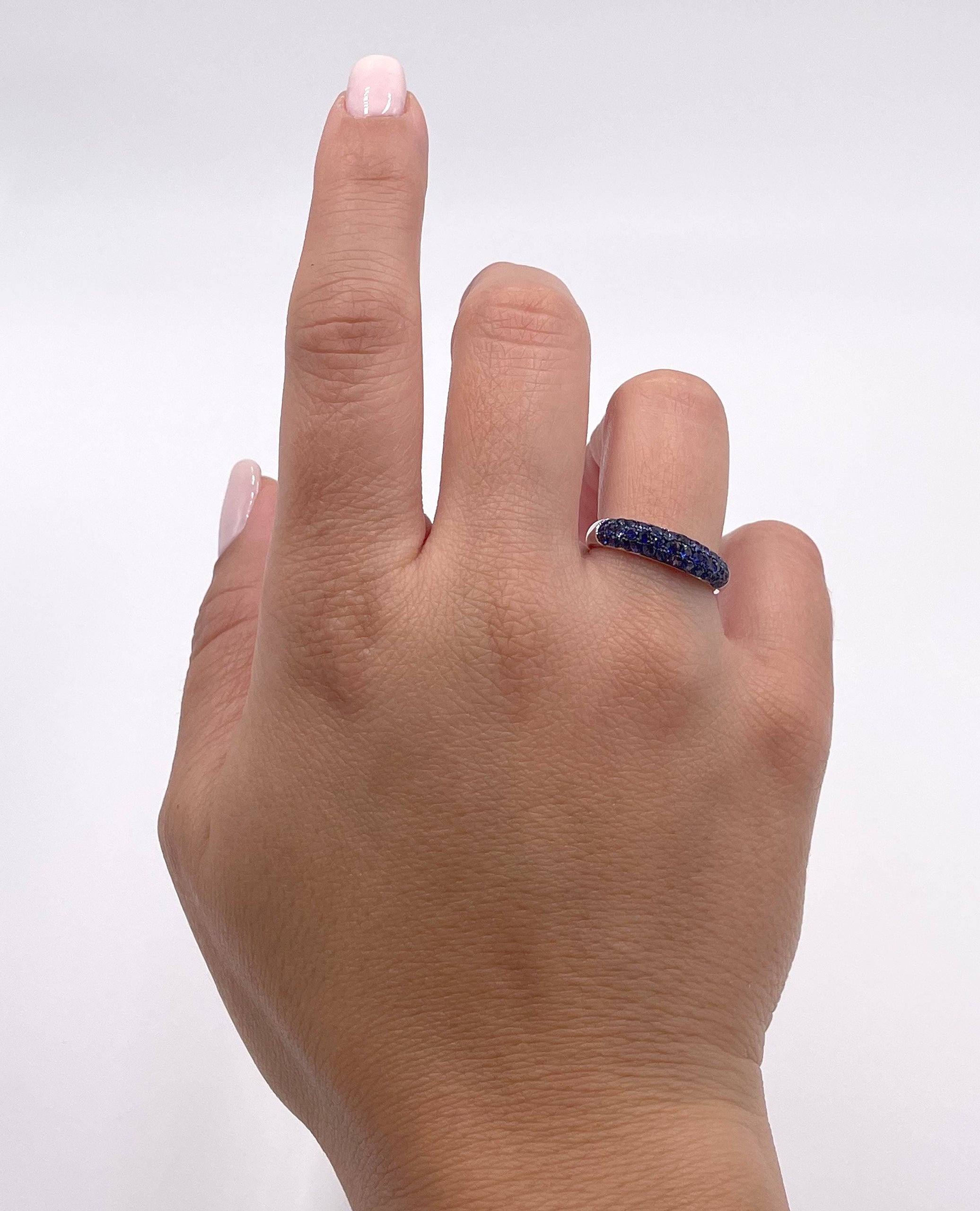 18K White Gold Pave Set Sapphire Ring