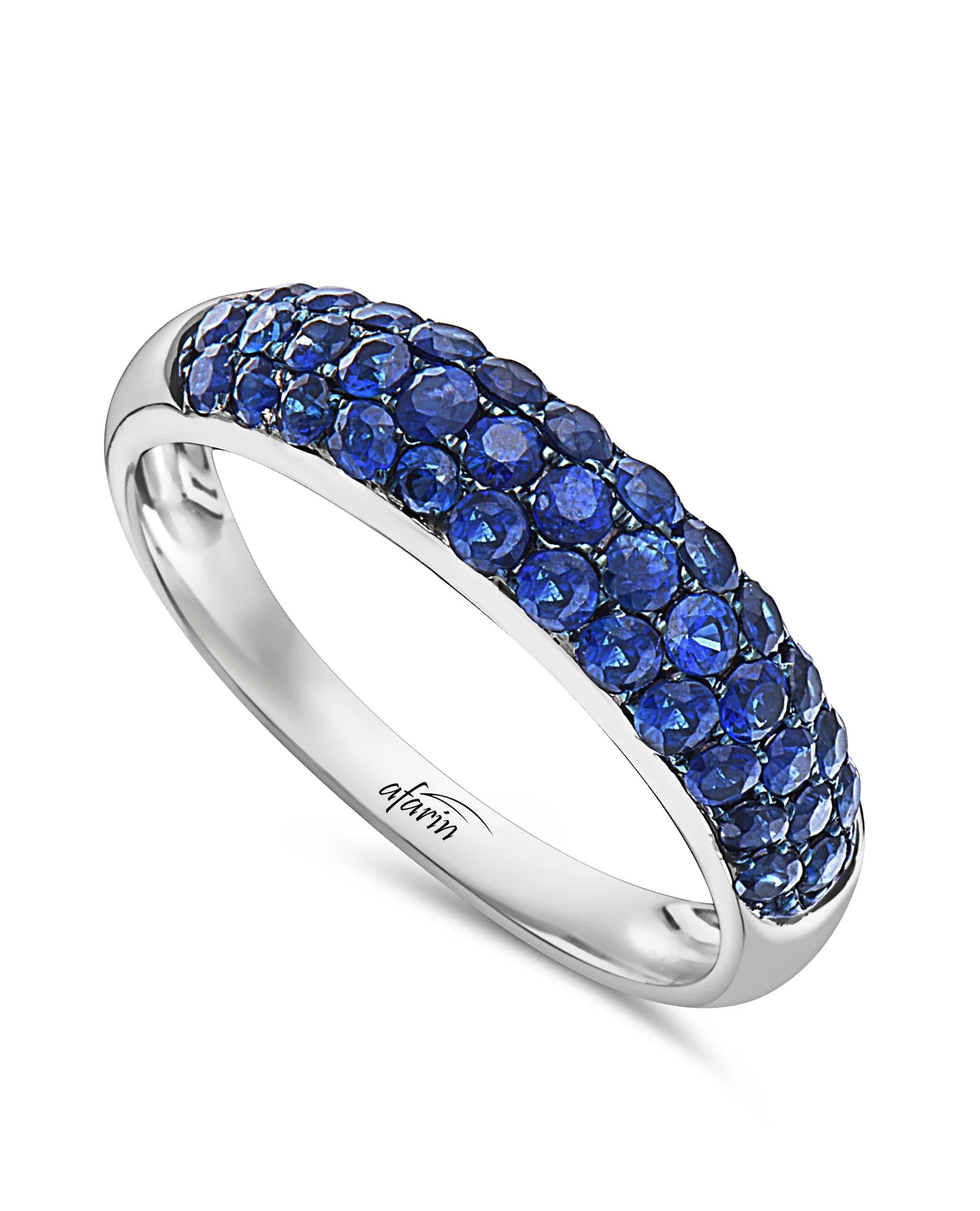 18K White Gold Pave Set Sapphire Ring
