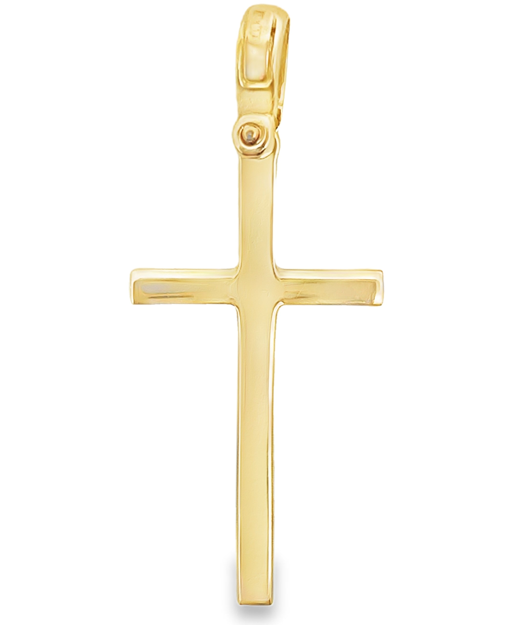 14K Yellow Gold Solid Latin Cross Pendant