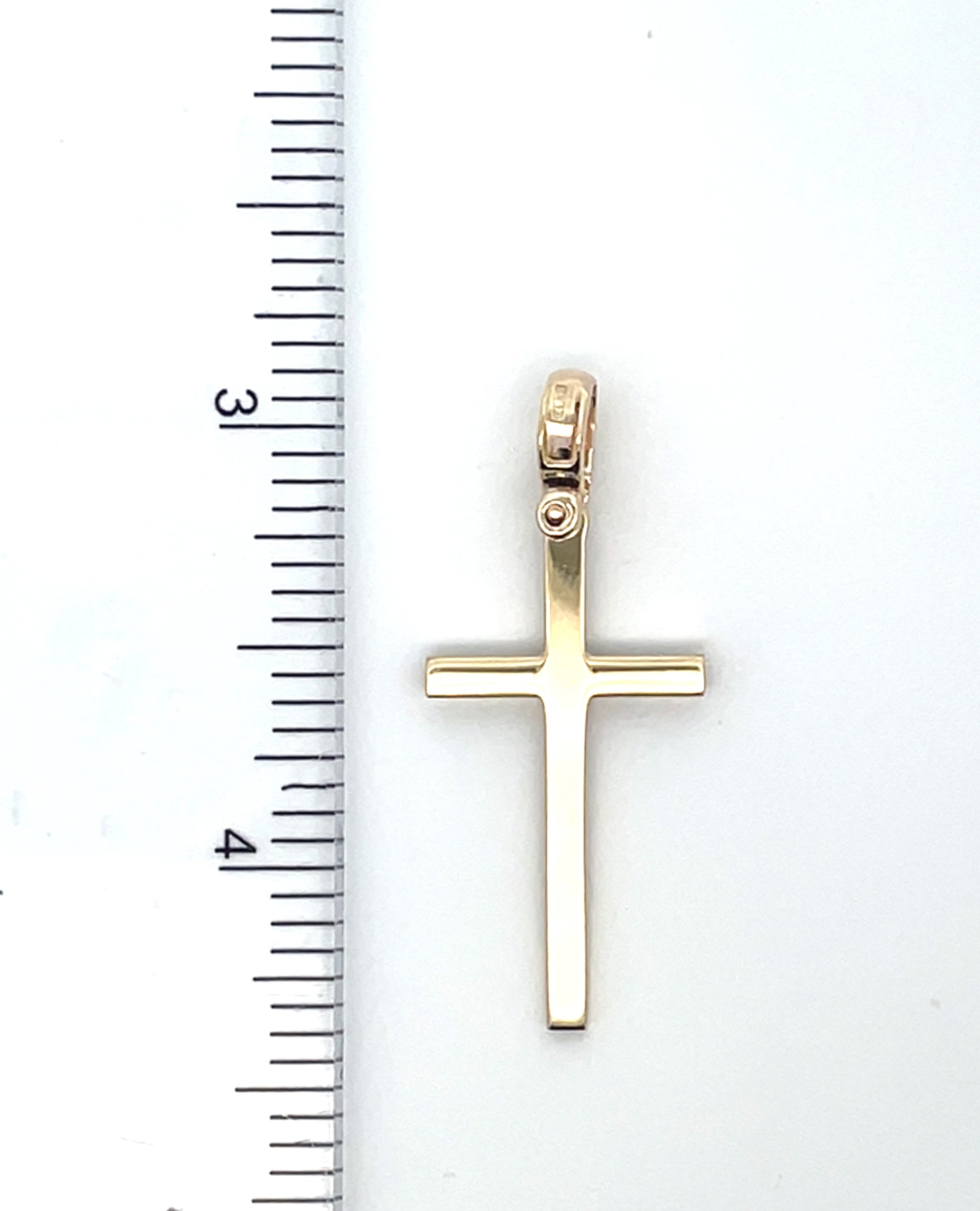 14K Yellow Gold Solid Latin Cross Pendant