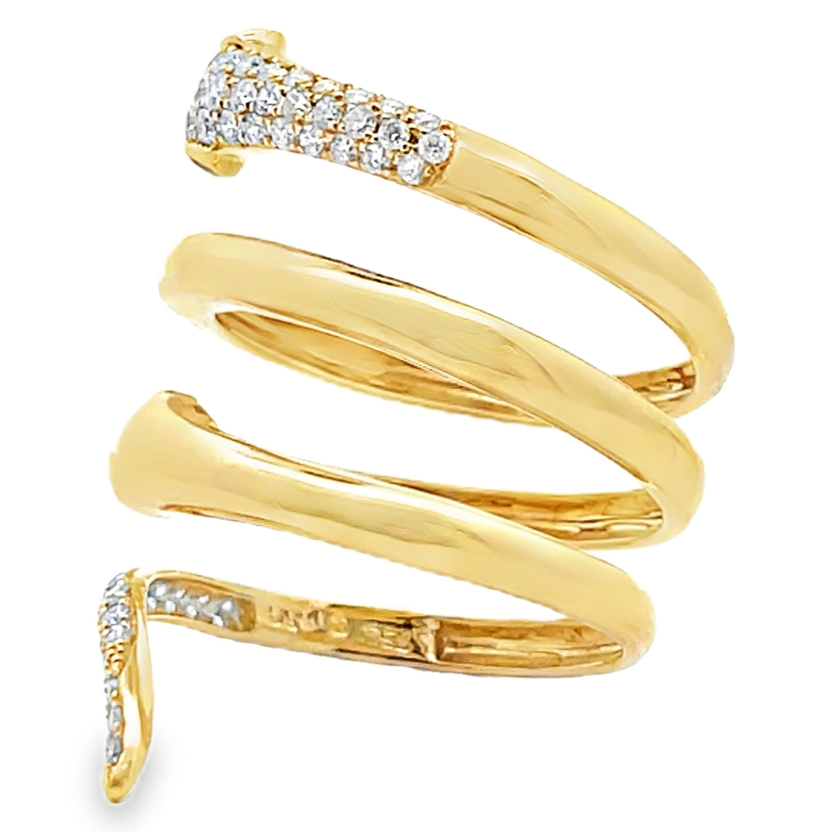 18K Yellow Gold Snake Wrap Ring with Diamonds & Emeralds